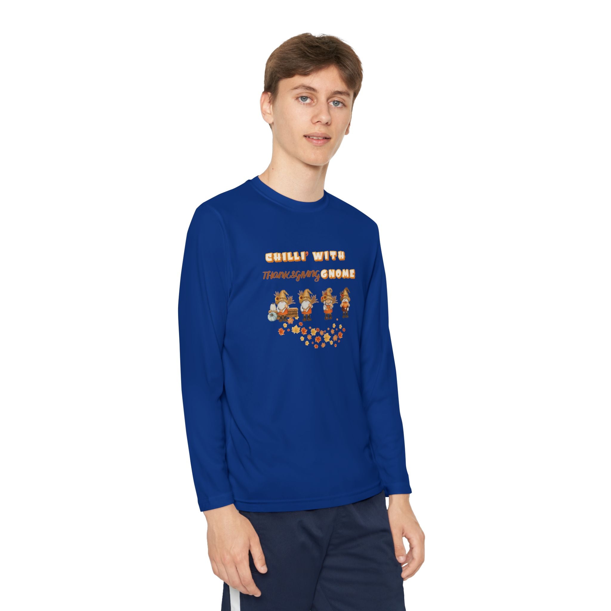 Chilli' With Thanksgiving Gnome Youth Long Sleeve Competitor Tee