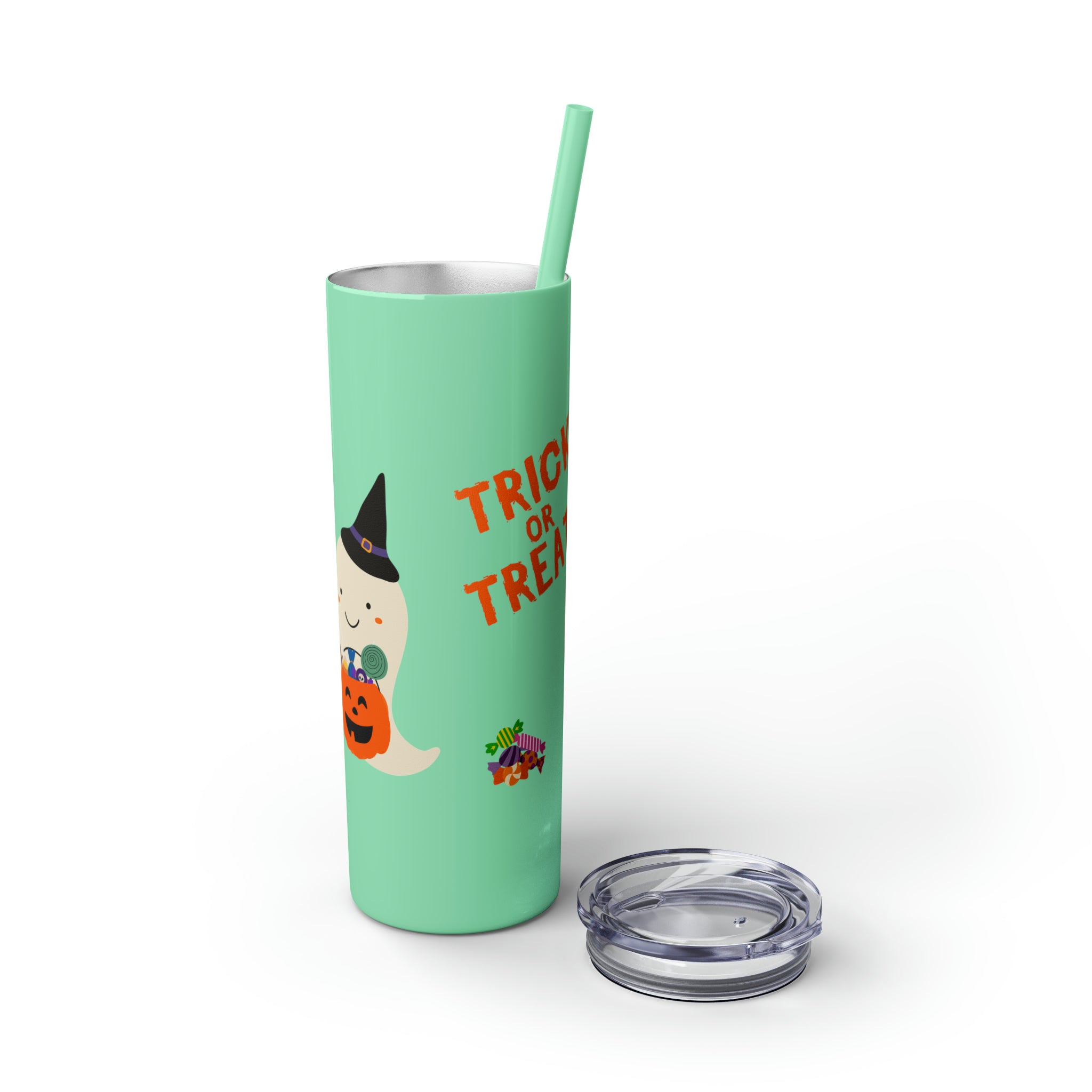 Trick or Treat Skinny Tumbler with Straw, 20oz