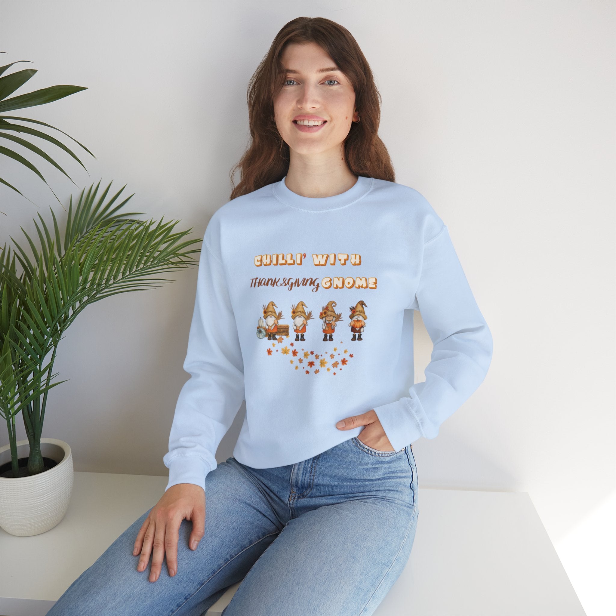 Chilli" With Thanksgiving Gnome Unisex Heavy Blend™ Crewneck Sweatshirt