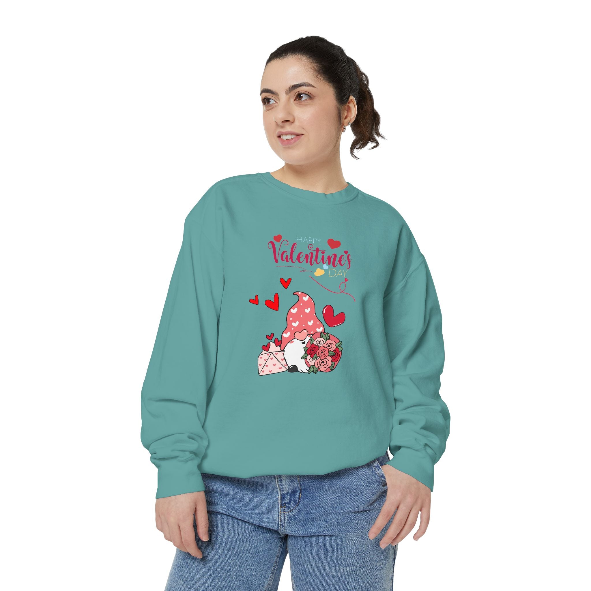 Gnome Valentine's Day Unisex Garment-Dyed Sweatshirt