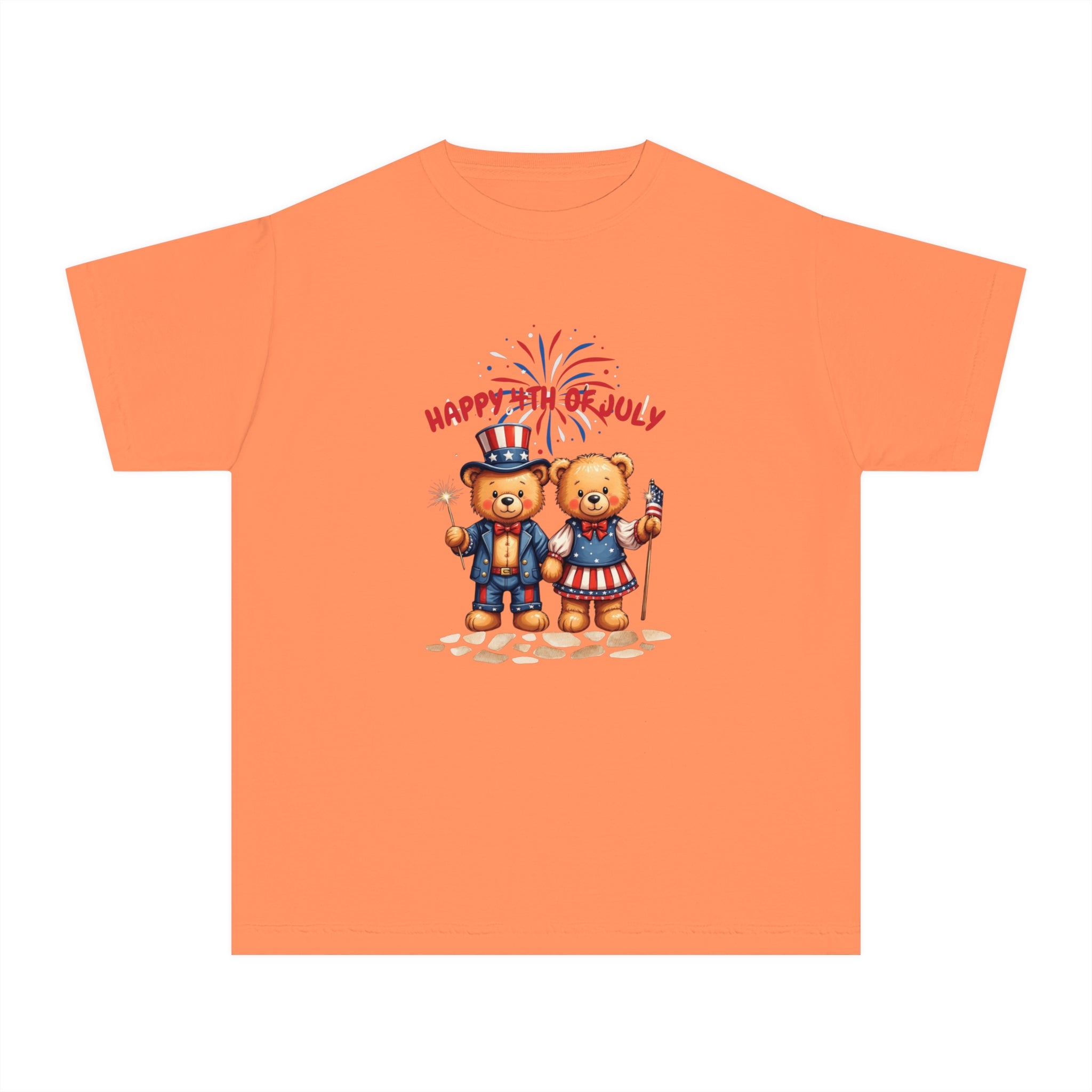 Happy 4th of July Teddy Bear Couple  Youth Midweight Tee