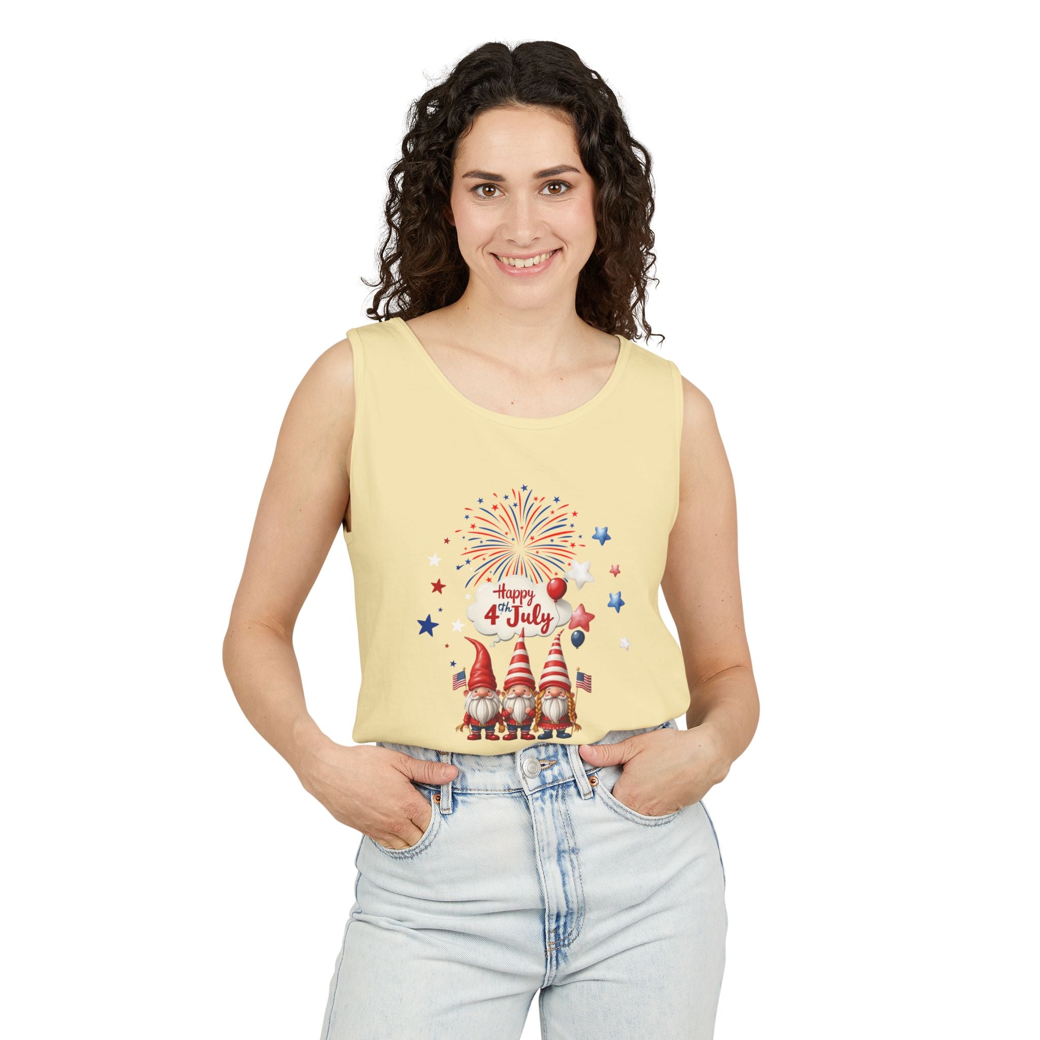 Gnome 4th of July Unisex Tank Top, Festive Holiday Apparel, Casual Independence Day Wear