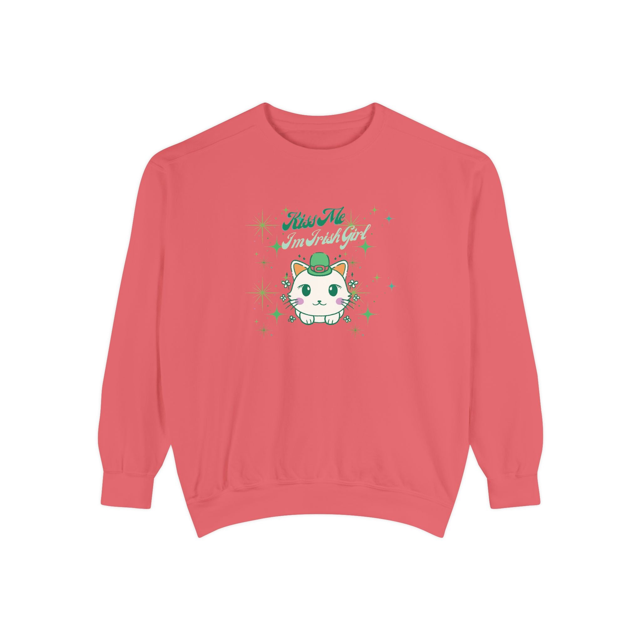 Kiss Me I'm Irish Cat Garment-Dyed Sweatshirt