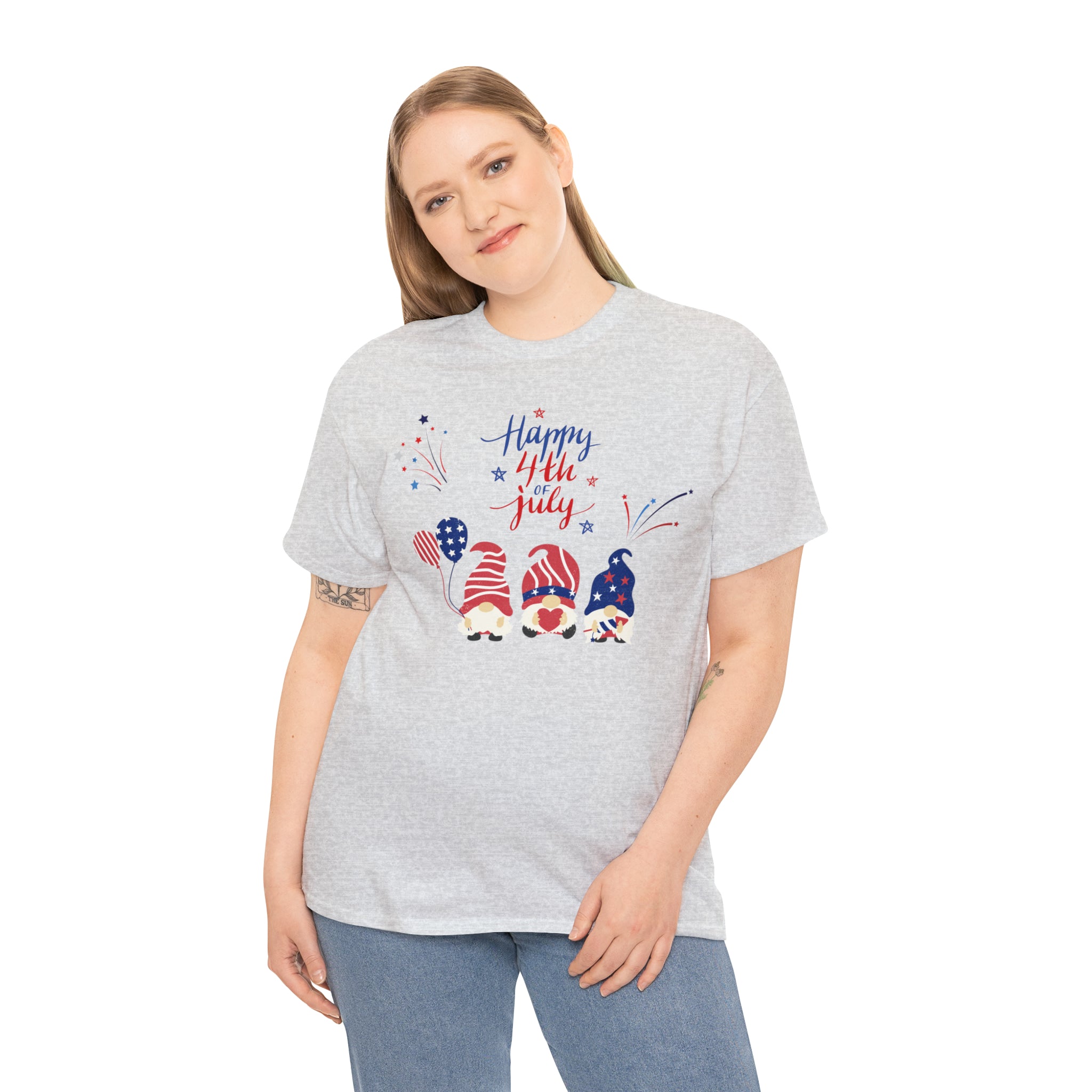 Happy 4th Of July Gnome Unisex Heavy Cotton Tee