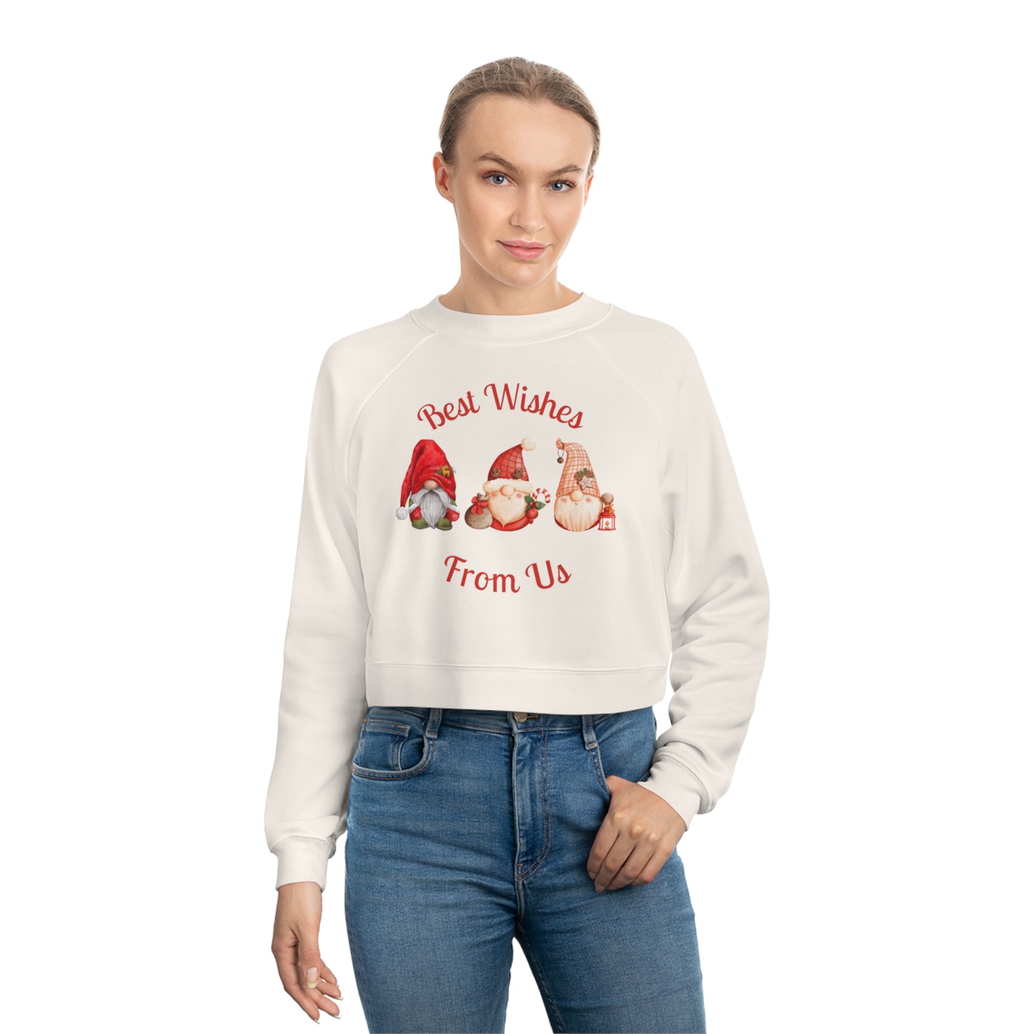 Gnome Best Wishes Women's Cropped Fleece Pullover