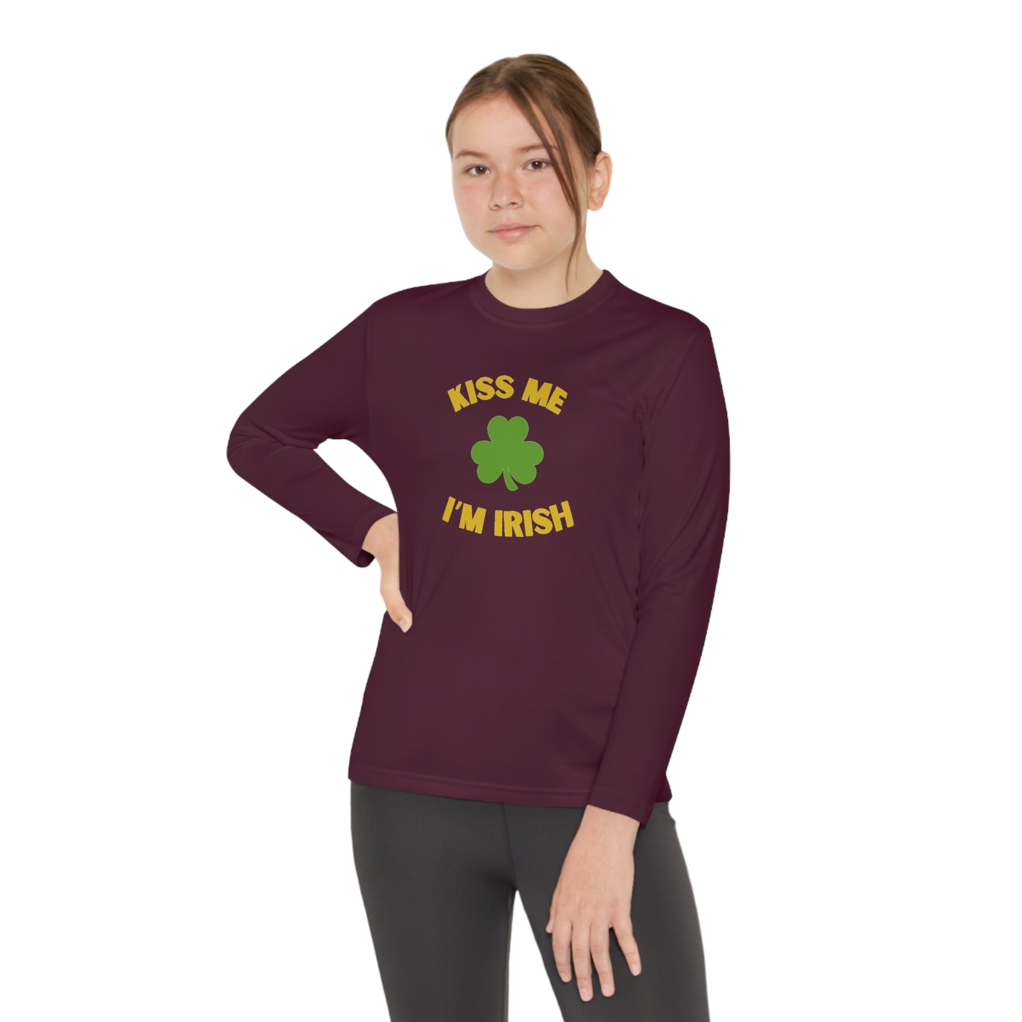 Kiss Me I'm Irish Youth Long Sleeve Competitor Tee