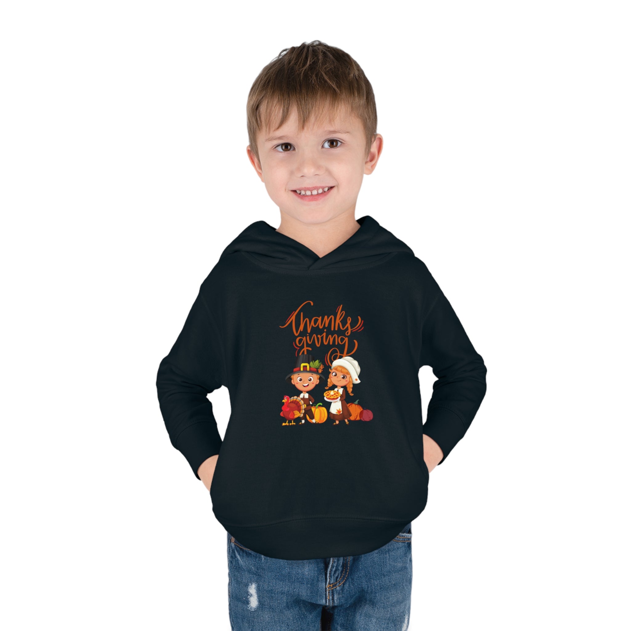 Happy Thanksgiving Toddler Pullover Fleece Hoodie