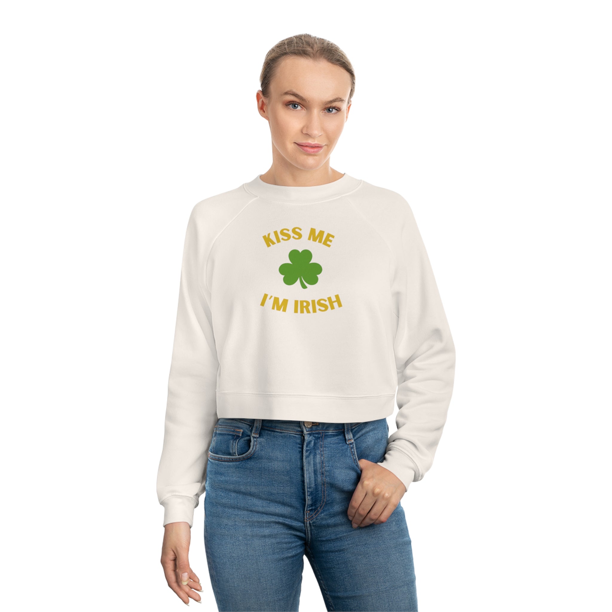 Kiss Me I'm Irish Women's Cropped Fleece Pullover