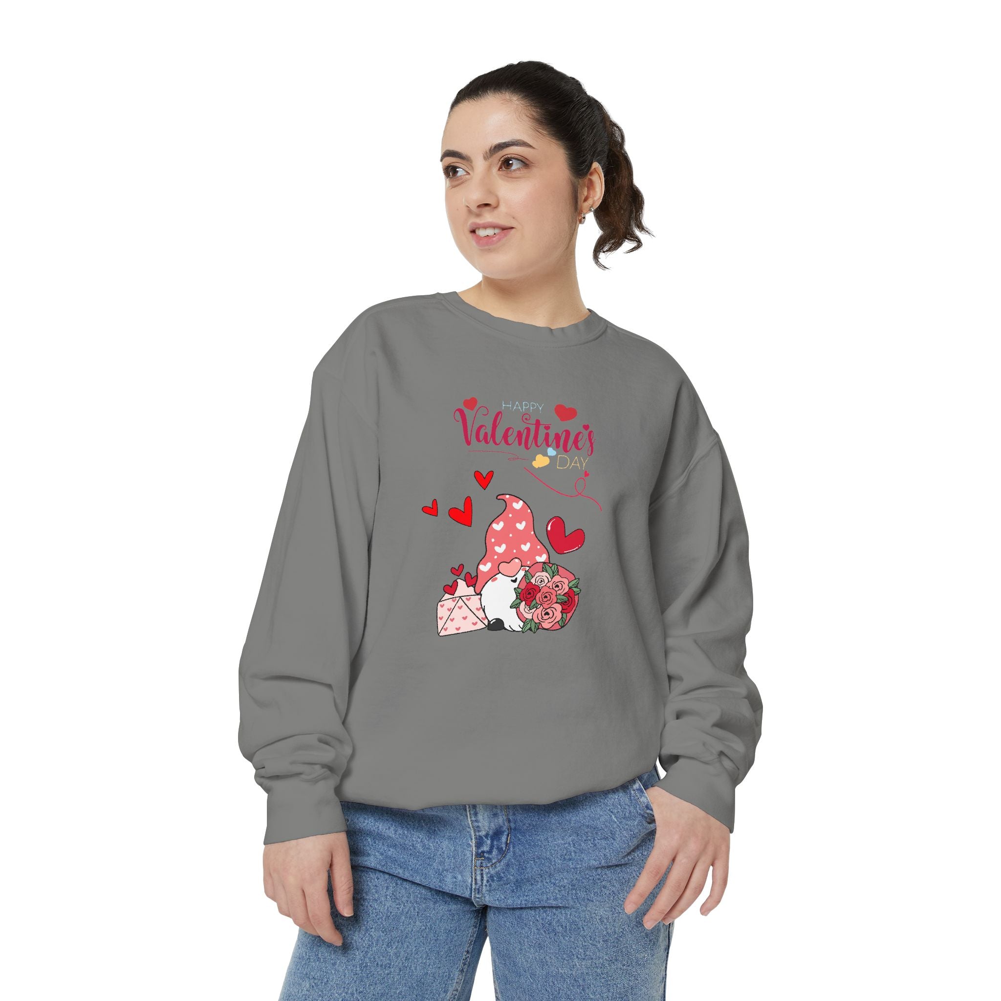 Gnome Valentine's Day Unisex Garment-Dyed Sweatshirt