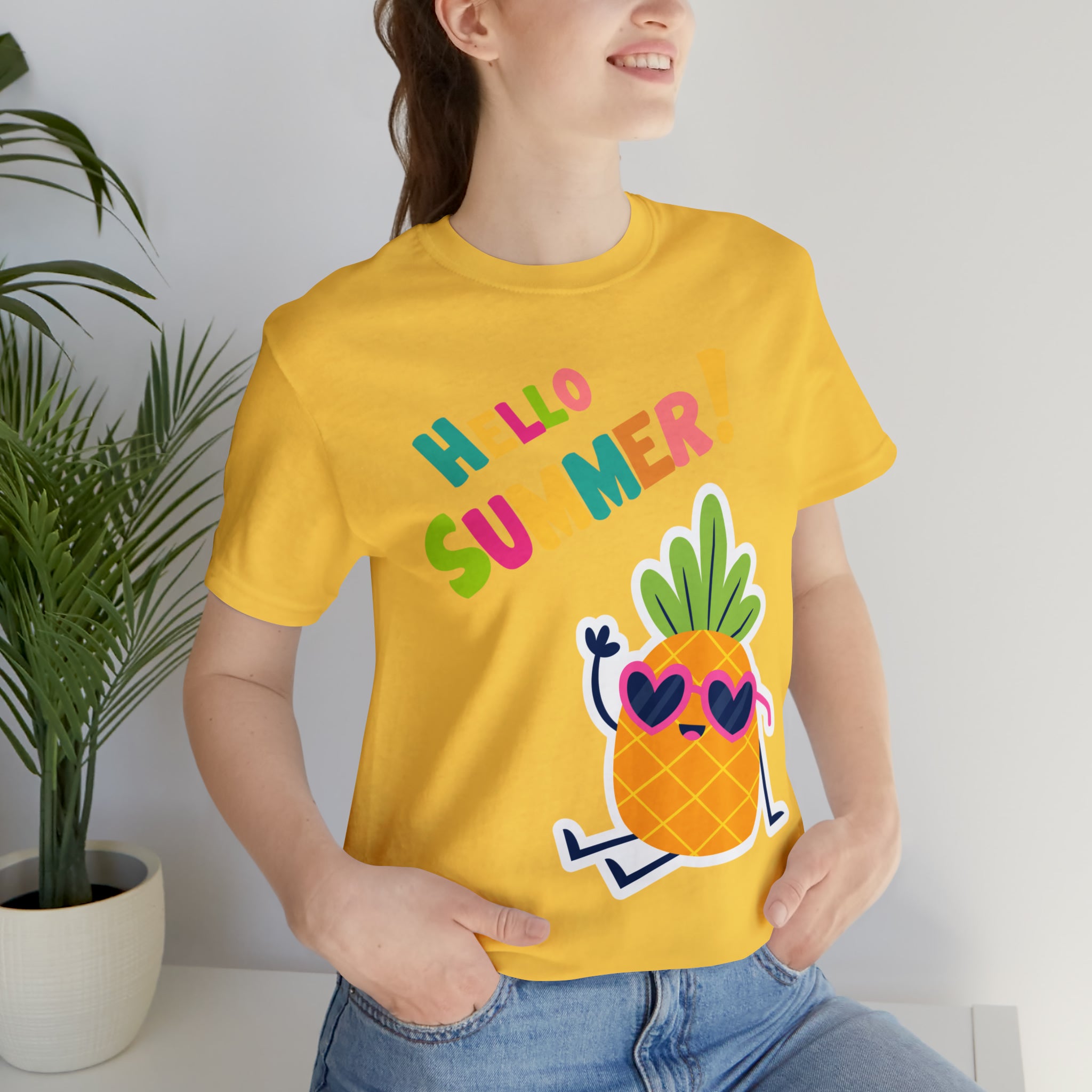 Hello Pineapple Summer Unisex Jersey Short Sleeve Tee