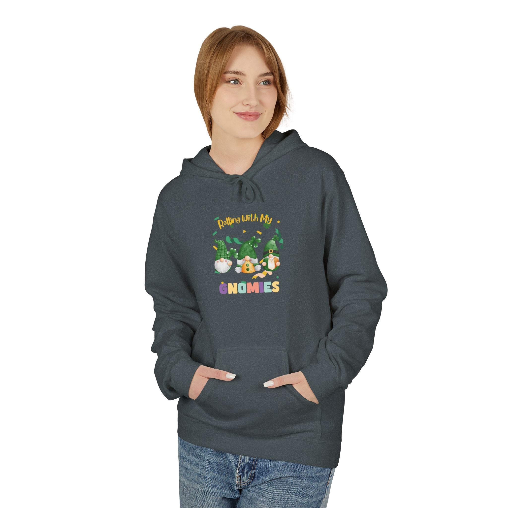 Rolling With My Gnomes Fleece Hoodie - Cozy Unisex Midweight Sweatshirt for Nature Lovers