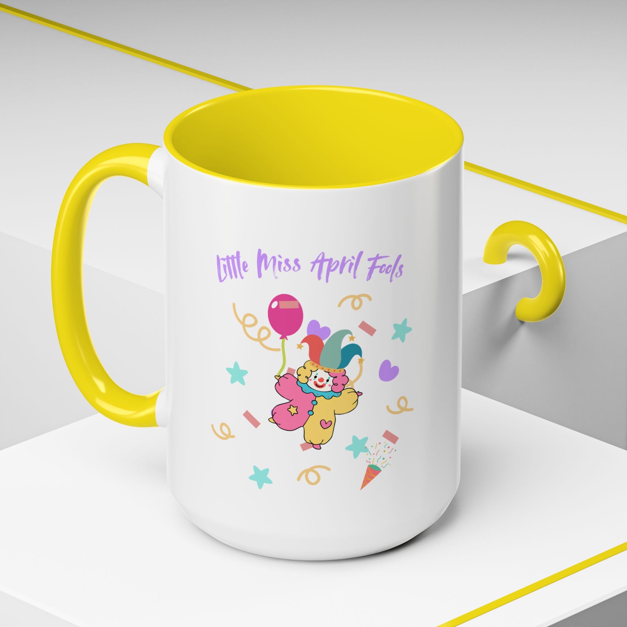Little Miss April Fool's  Day Accent Coffee Mug - Fun & Whimsical 11oz/15oz