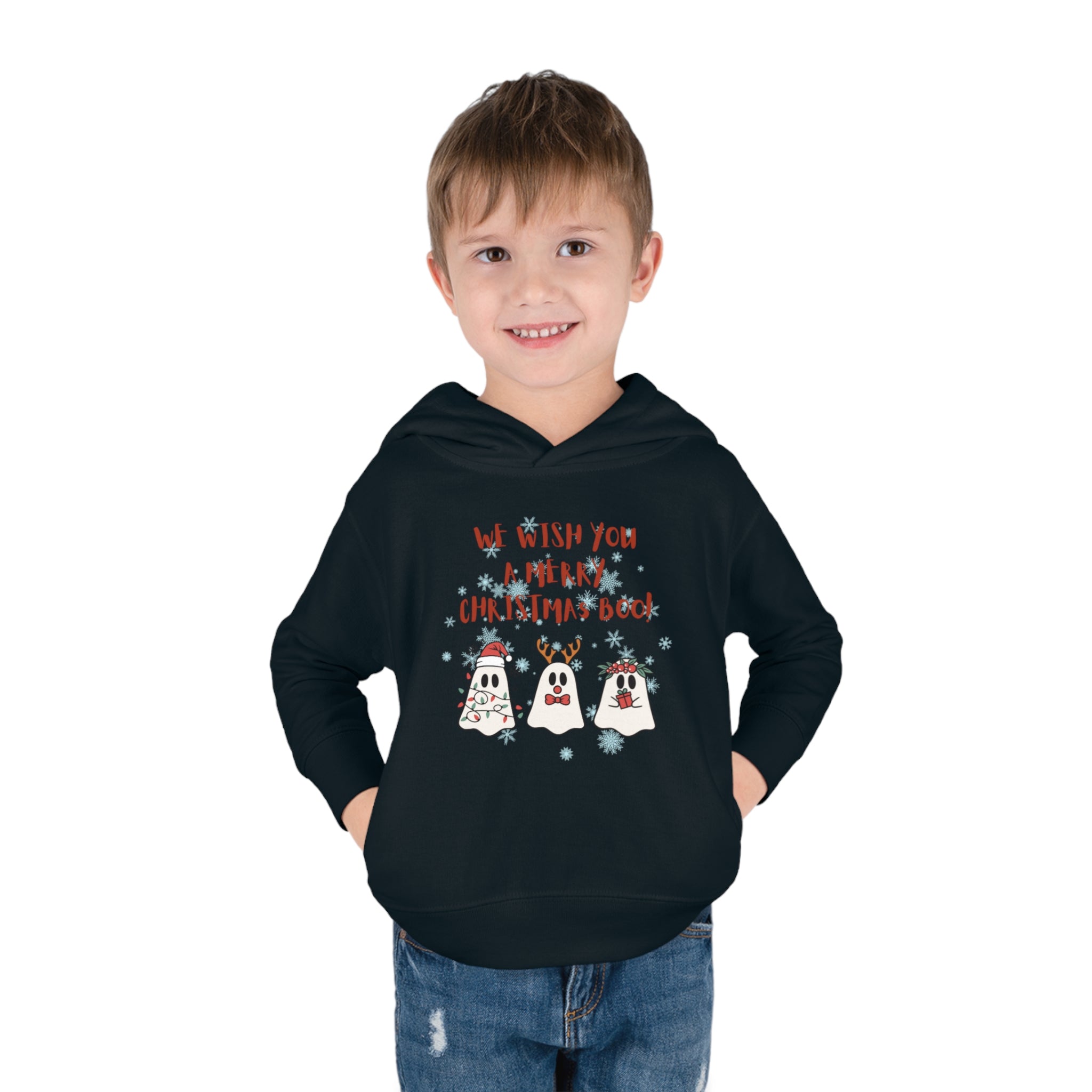 We Wish You A Merry Christmas Boo Toddler Pullover Fleece Hoodie