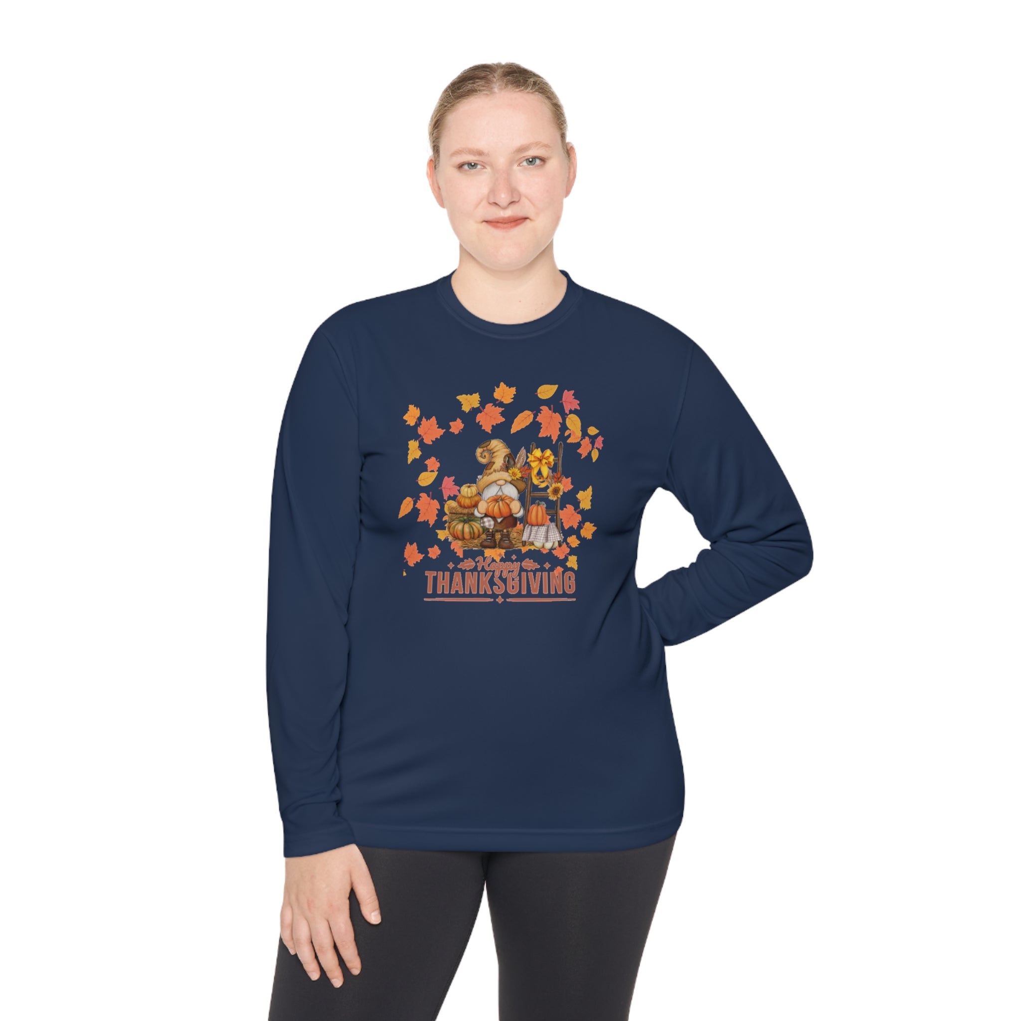 Gnome Happy Thanksgiving Unisex Lightweight Long Sleeve Tee