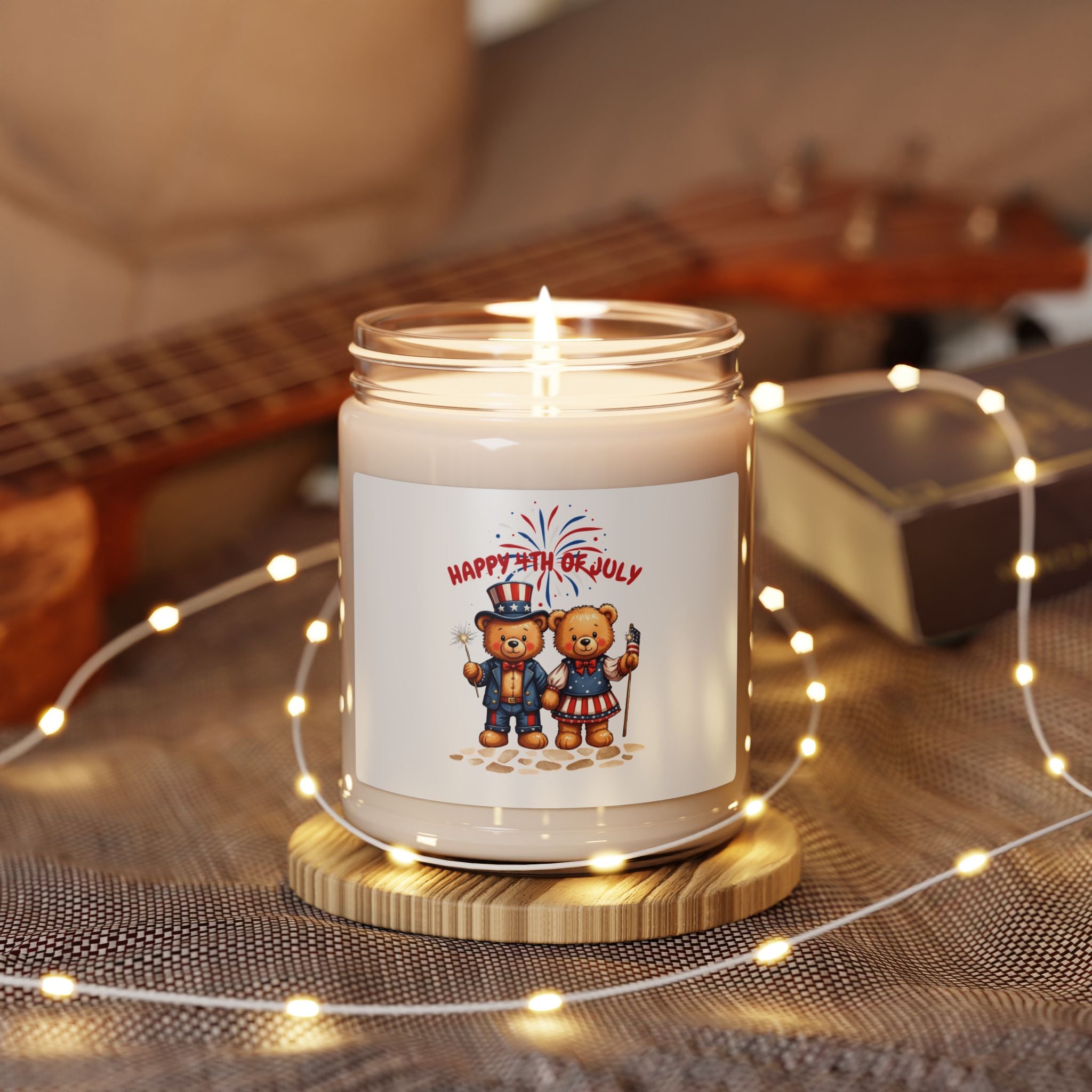 Happy 4th of July Teddy Bear Couple Scented Candle