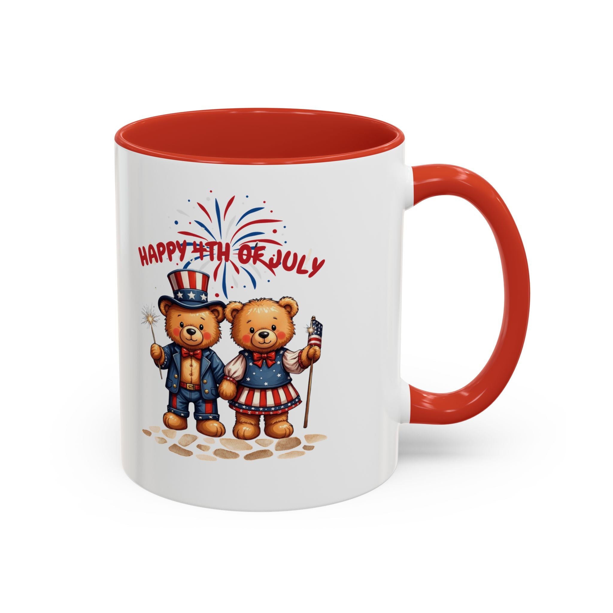 Happy 4th of July Teddy Bear Couple Coffee Mug