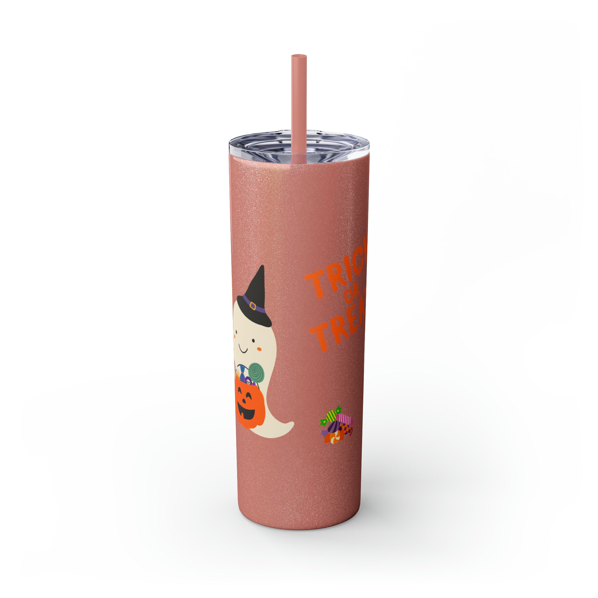 Trick or Treat Skinny Tumbler with Straw, 20oz
