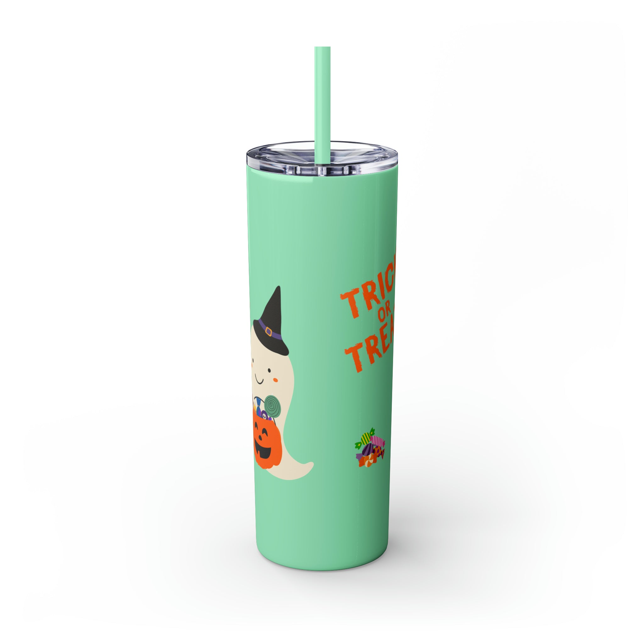 Trick or Treat Skinny Tumbler with Straw, 20oz
