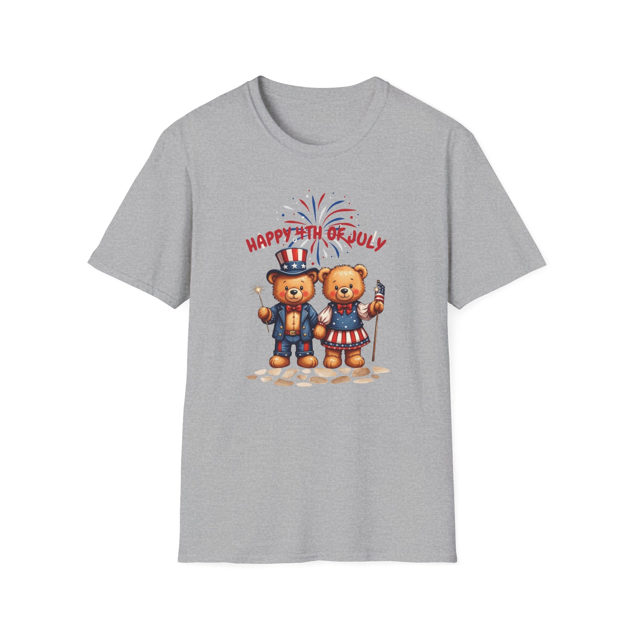 Happy 4th of July Teddy Bear Couple Unisex T-Shirt
