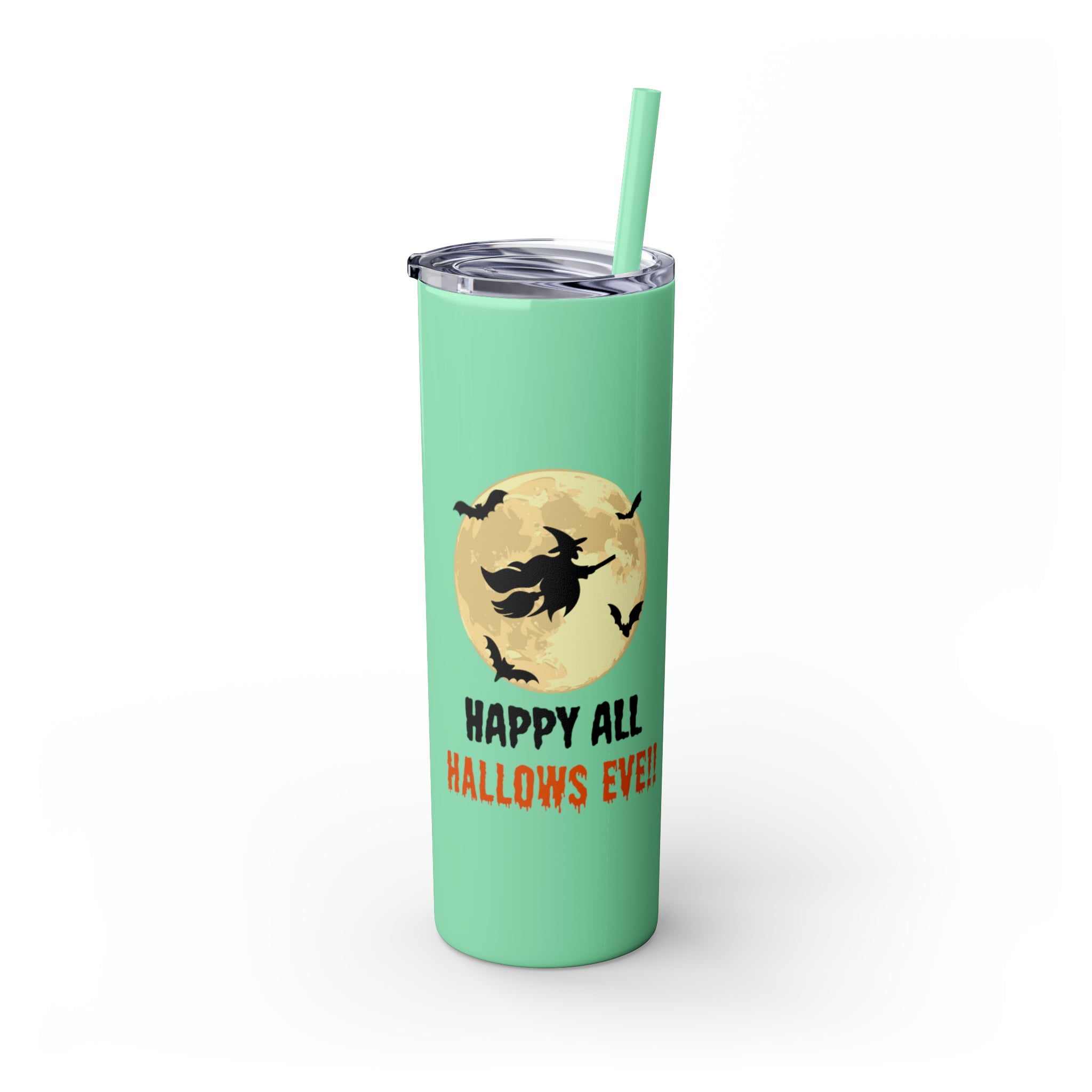 Happy All Hallows Eve Skinny Tumbler with Straw, 20oz