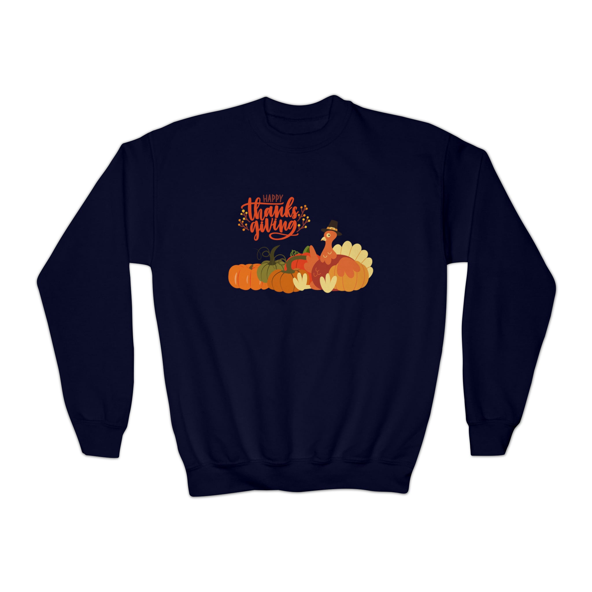 Happy Thanksgiving Turkey Youth Crewneck Sweatshirt