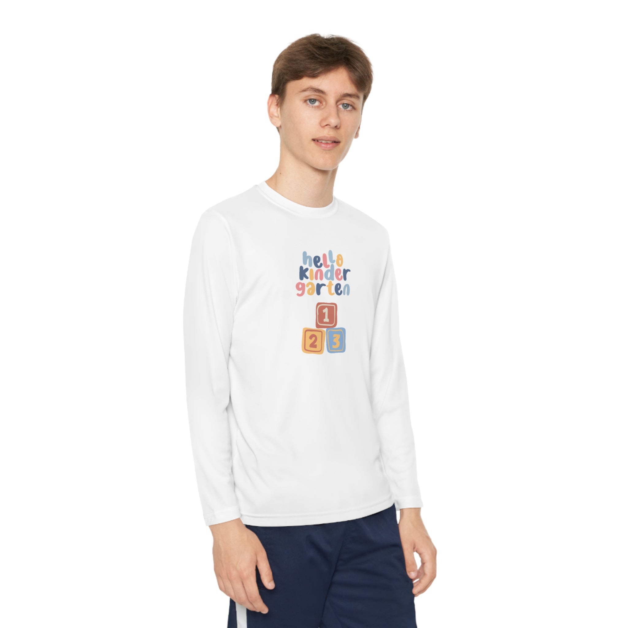 Hello Kindergarten Youth Long Sleeve Competitor Tee