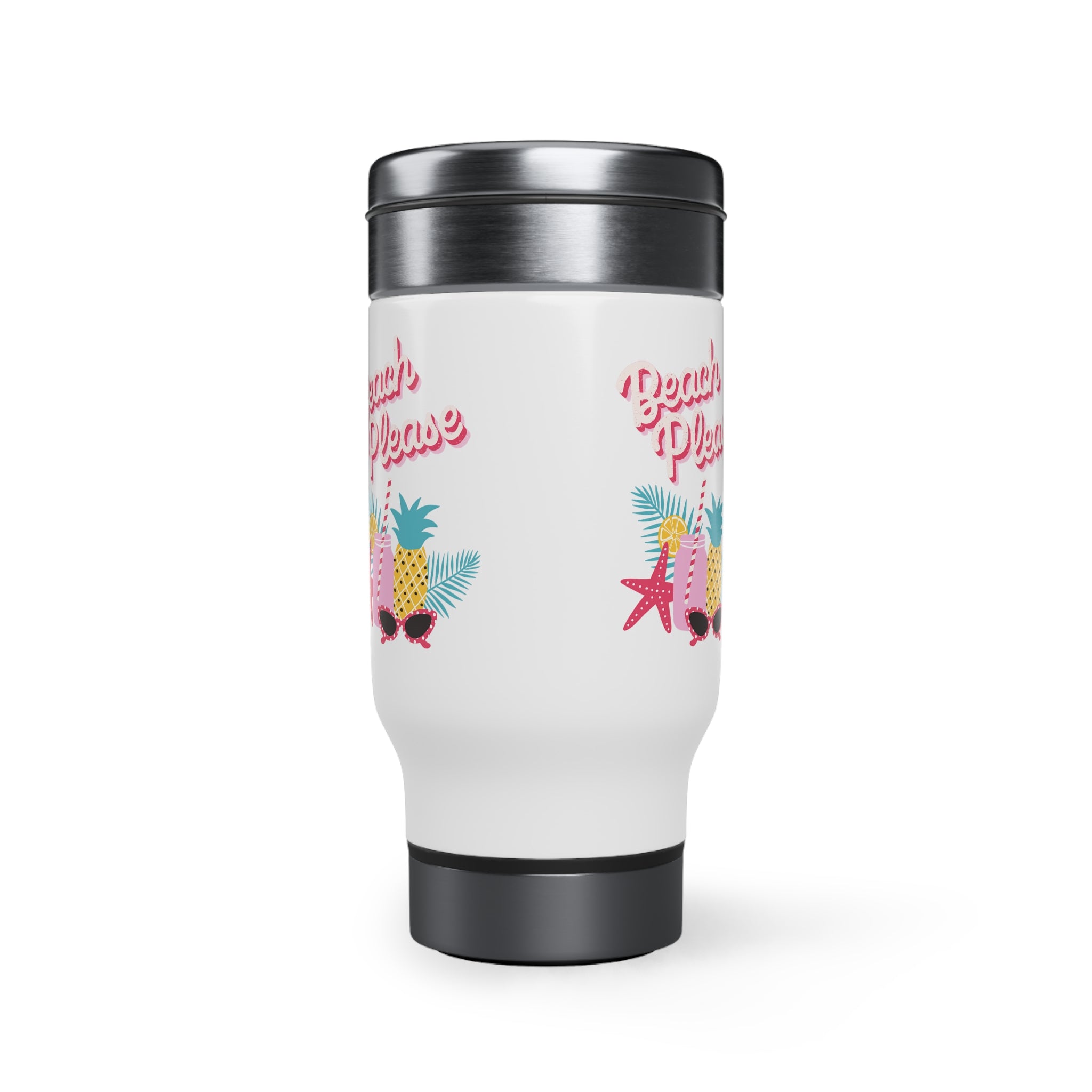 Beach Please Stainless Steel Travel Mug with Handle, 14oz