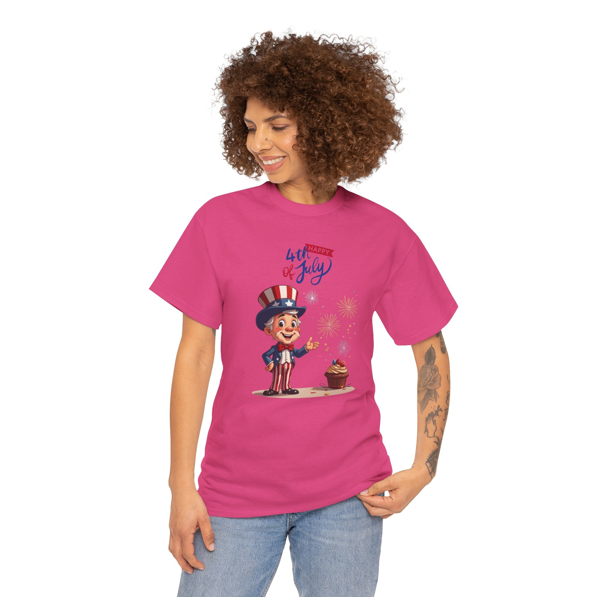 Uncle Sam Tee Happy of July, Unisex Heavy Cotton Shirt