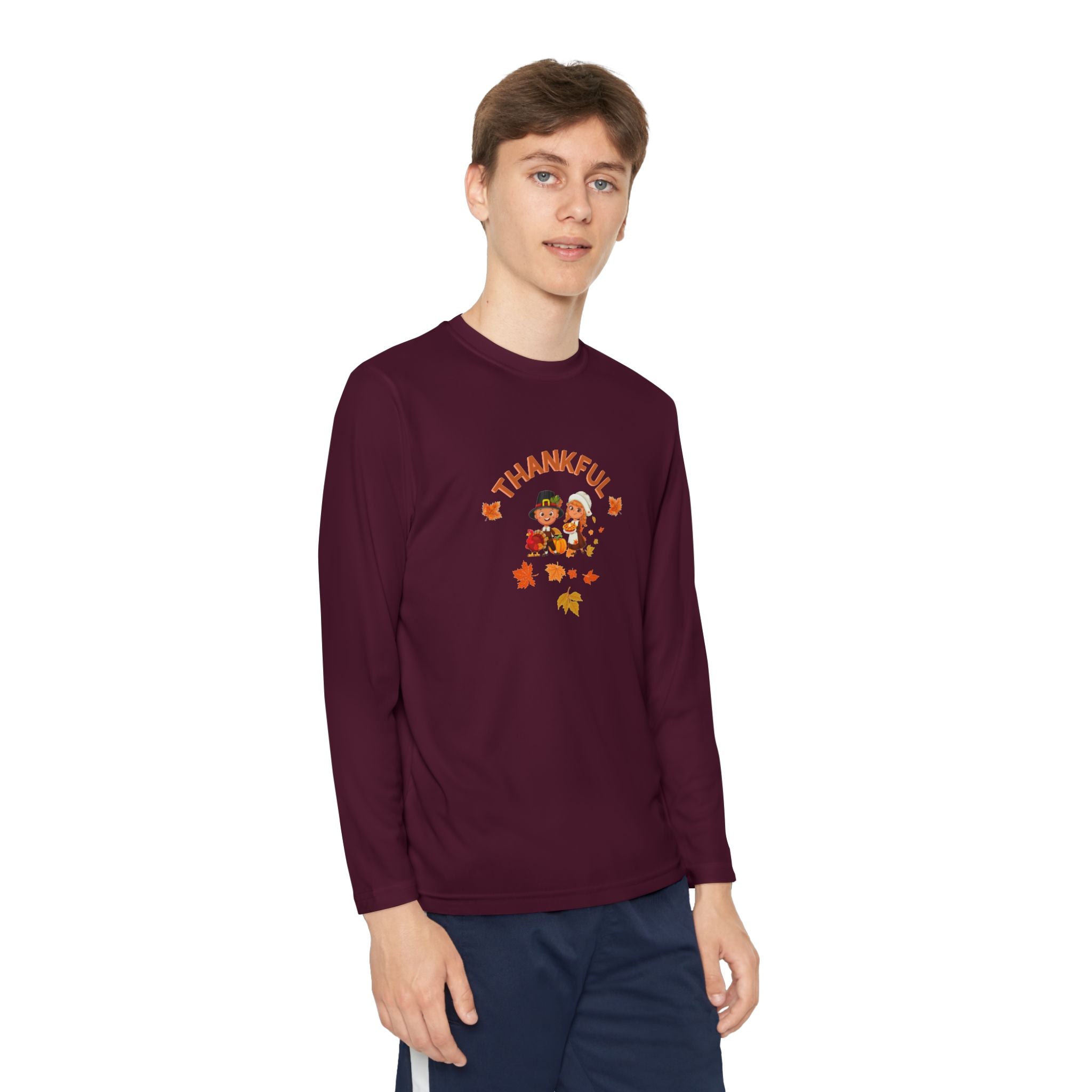 Pilgrims Turkey Day Youth Long Sleeve Competitor Tee