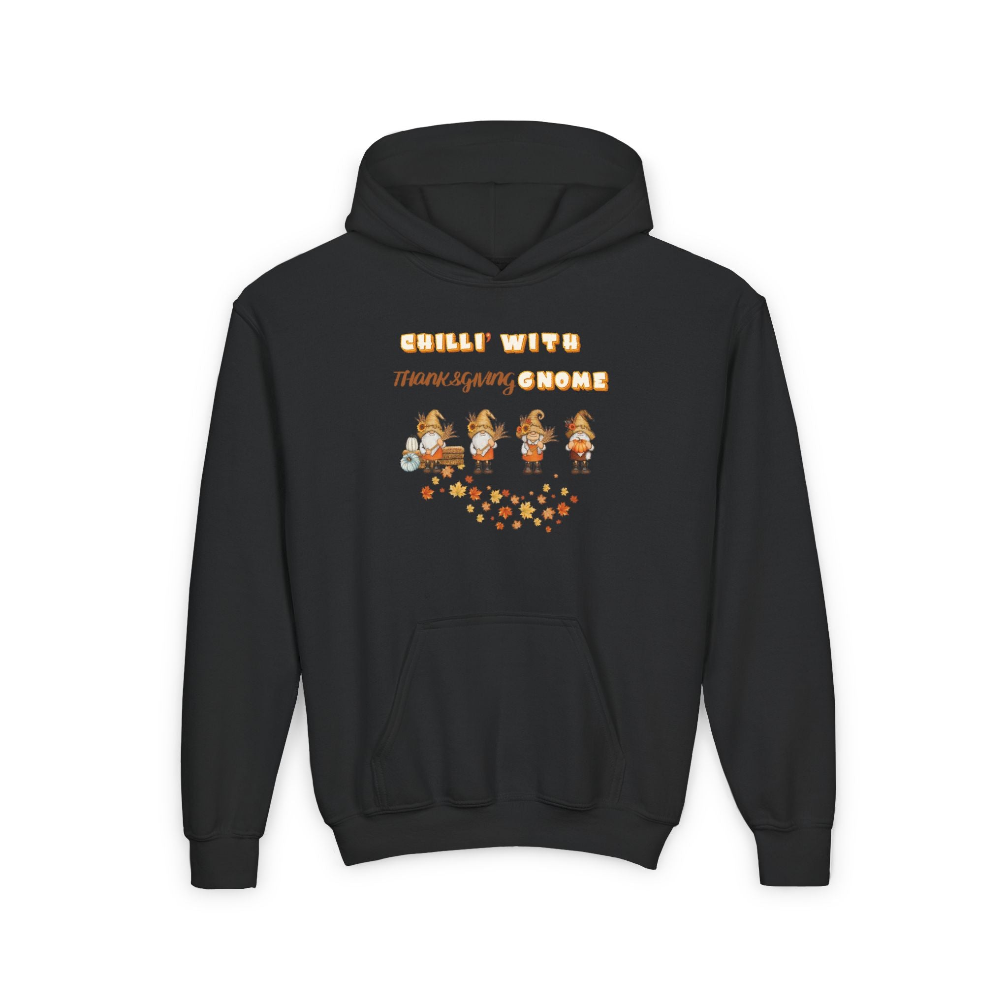 Chilli' With Thanksgiving Gnome Youth Heavy Blend Hooded Sweatshirt