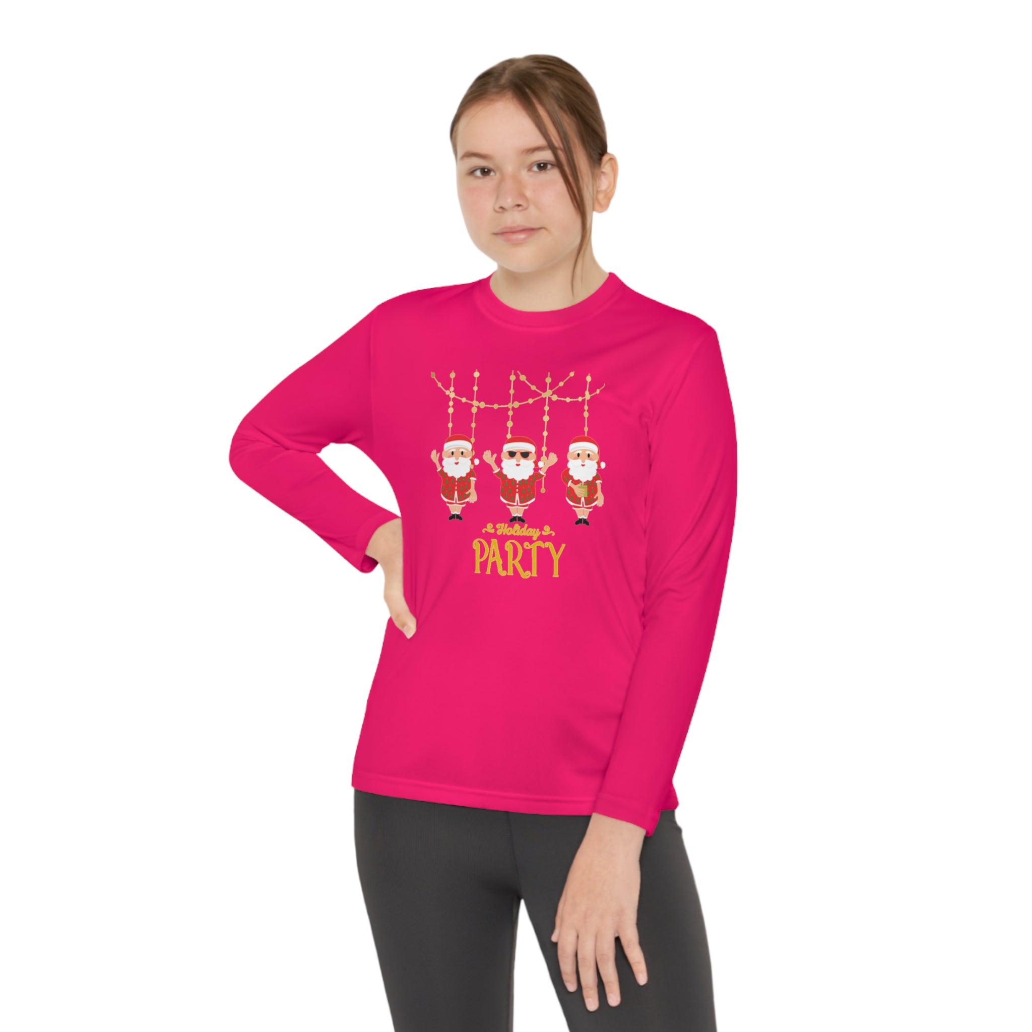 Santa's Holiday Party Youth Long Sleeve Competitor Tee