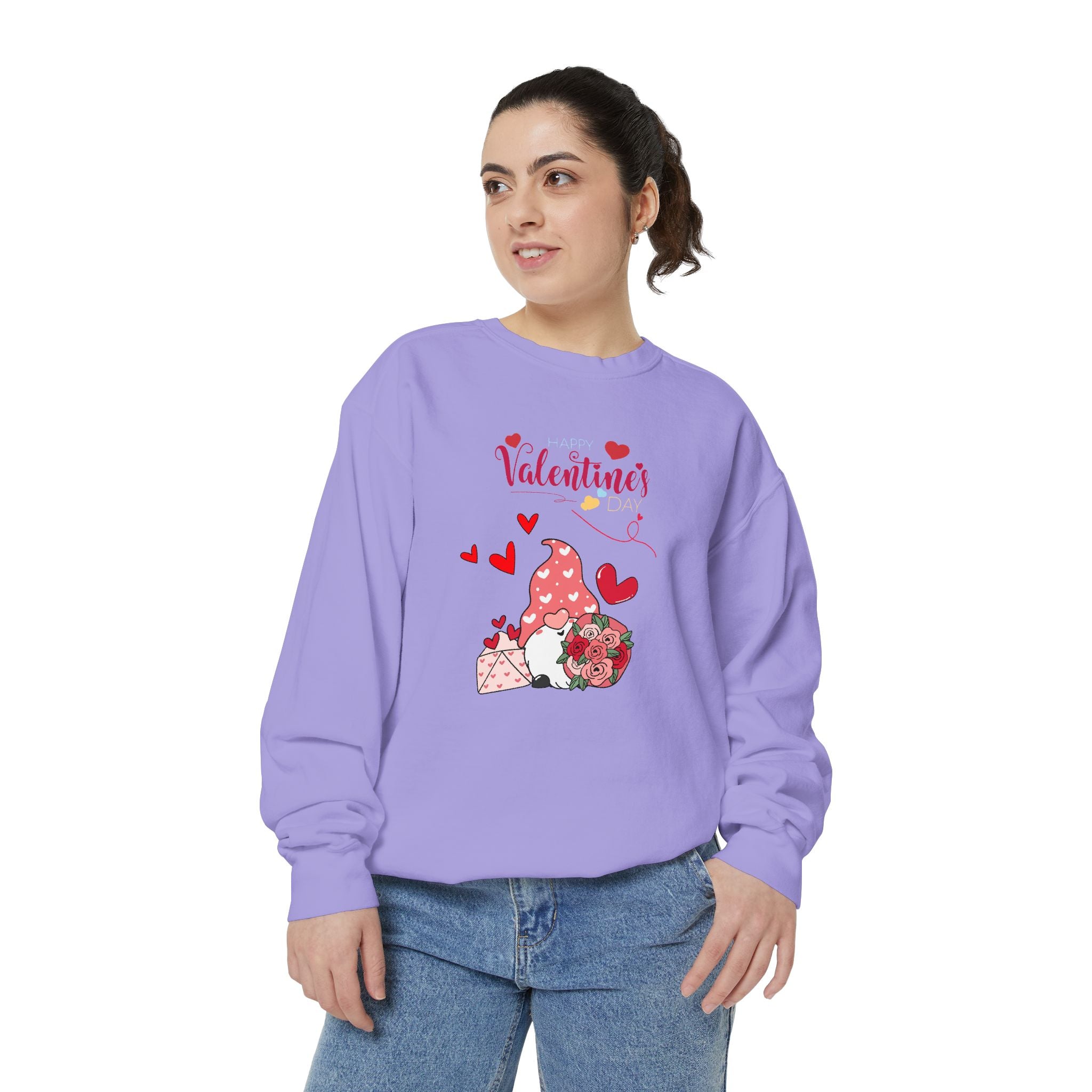 Gnome Valentine's Day Unisex Garment-Dyed Sweatshirt