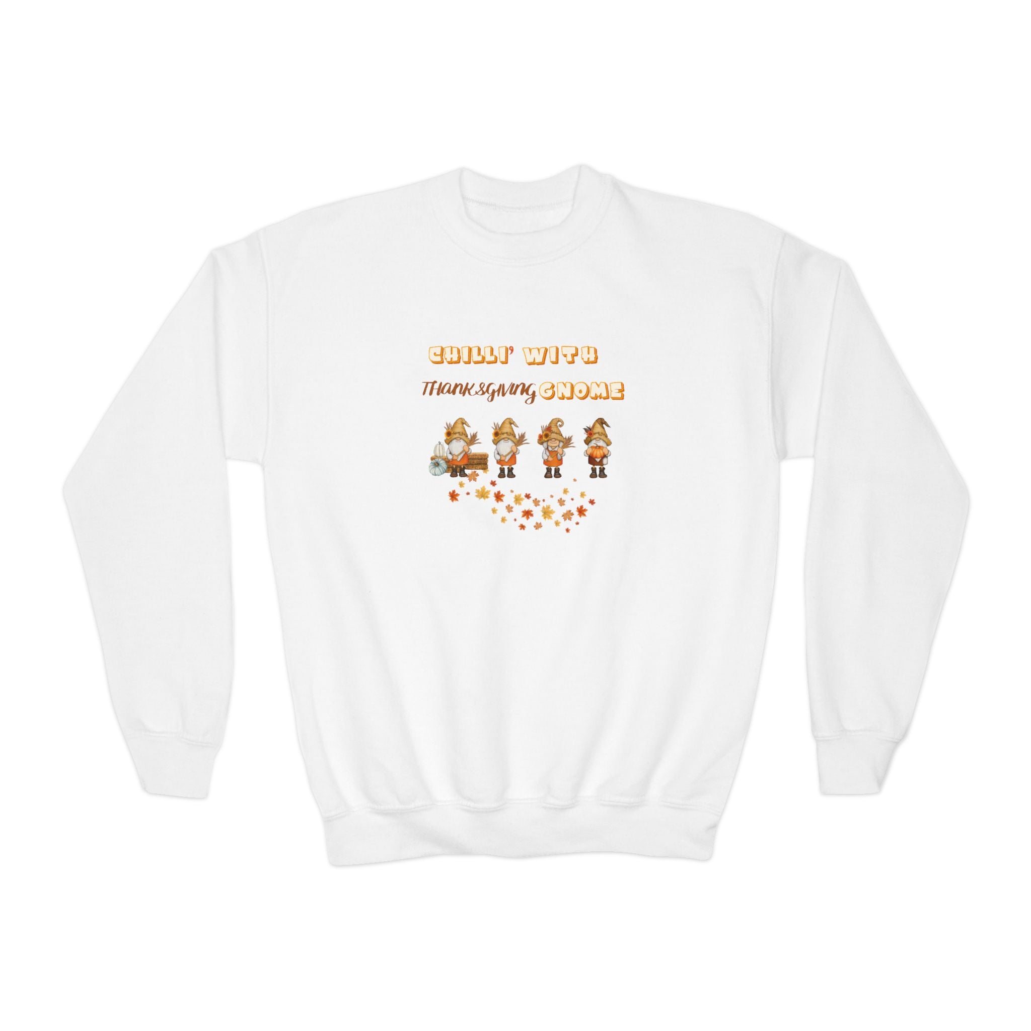 Chilli' With Thanksgiving Gnome Youth Crewneck Sweatshirt