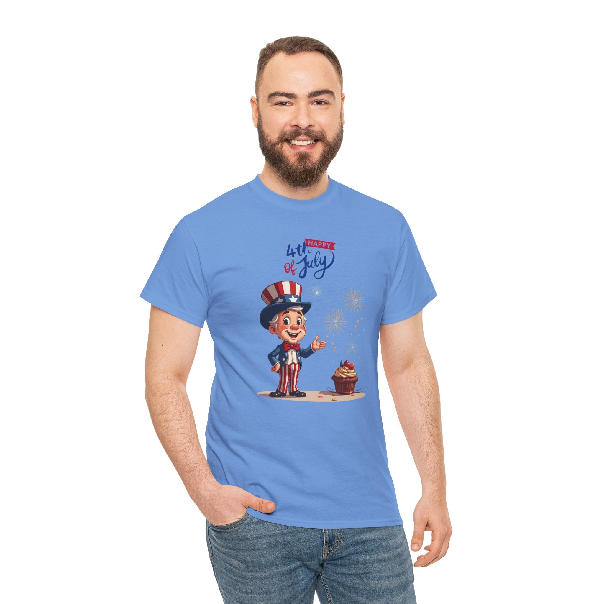 Uncle Sam Tee Happy of July, Unisex Heavy Cotton Shirt