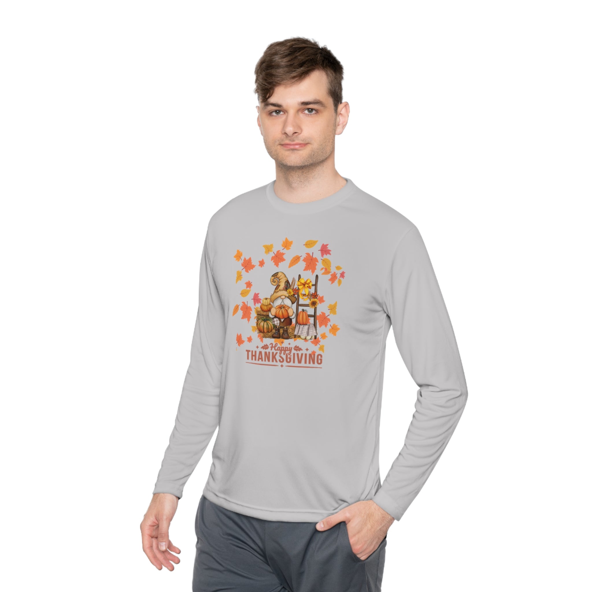 Gnome Happy Thanksgiving Unisex Lightweight Long Sleeve Tee