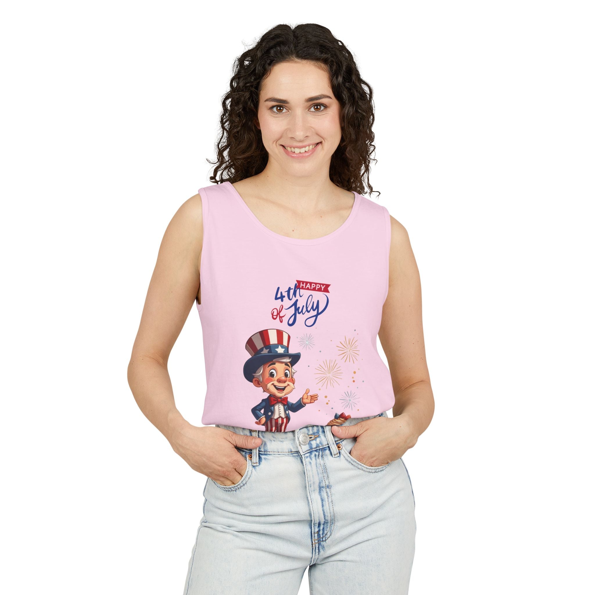 Uncle Sam Happy 4th of July Tank Top Unisex Sleeveless Shirt