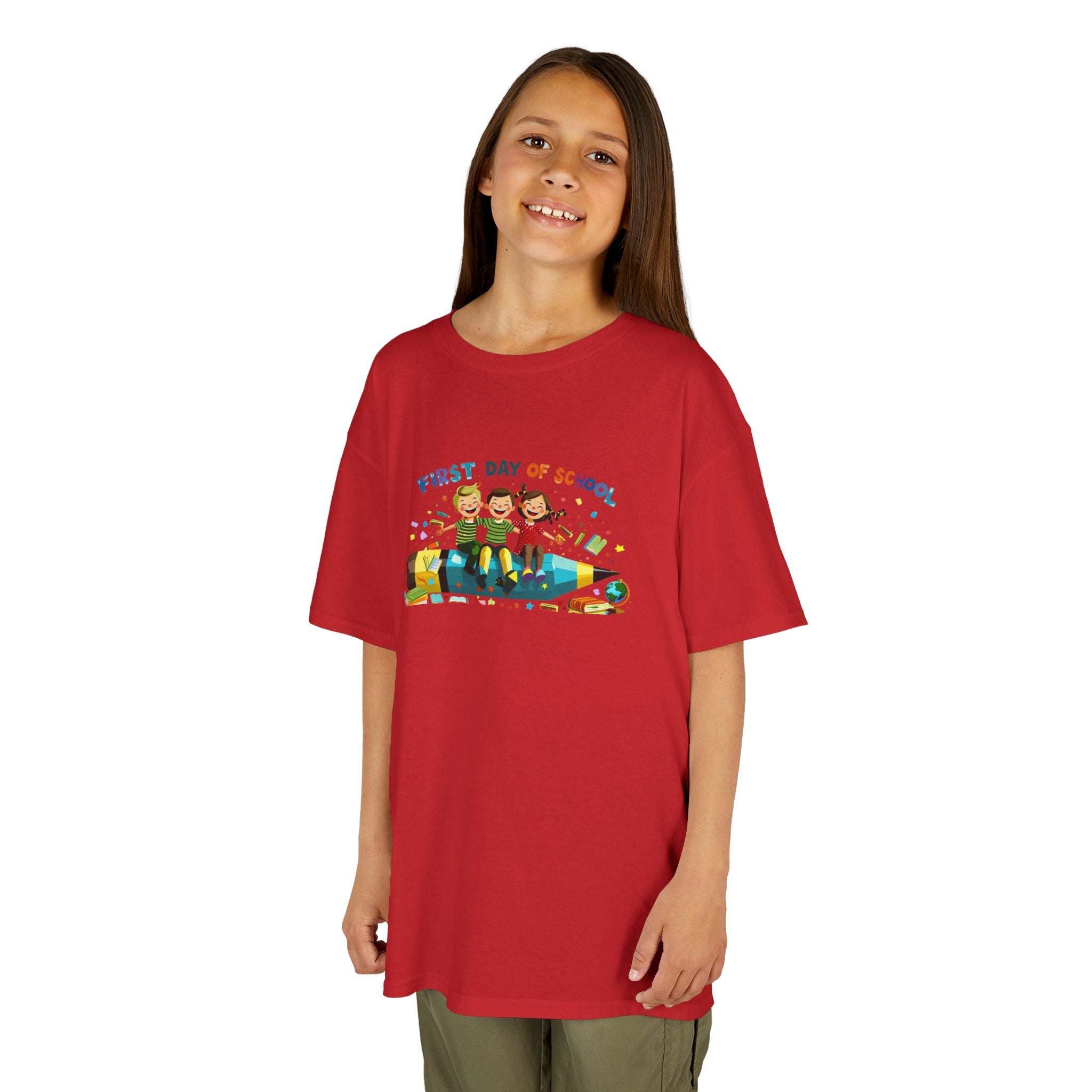 First Day of School Kids Heavy Cotton Tee