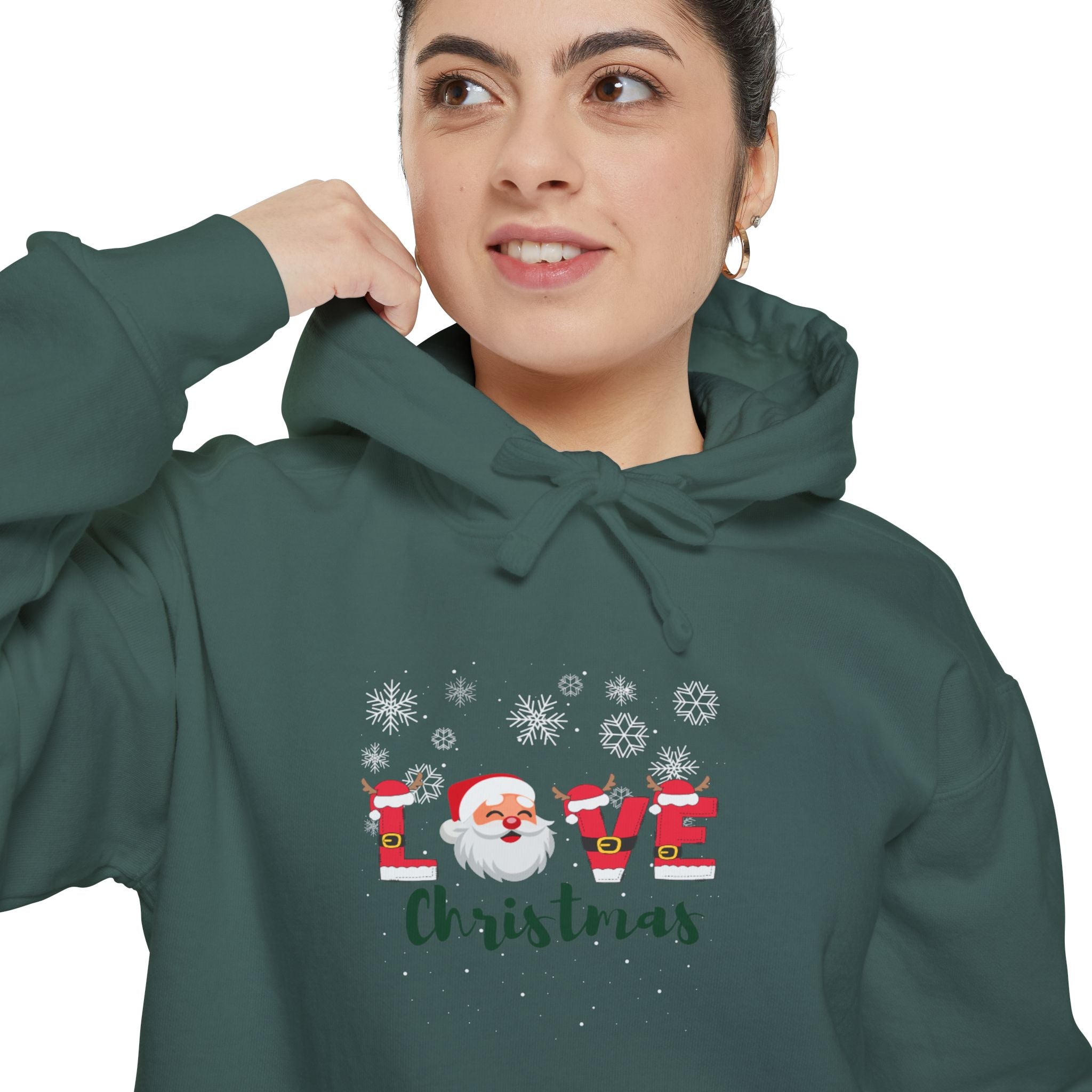 Santa Claus Loves ChristmasUnisex Garment-Dyed Hoodie