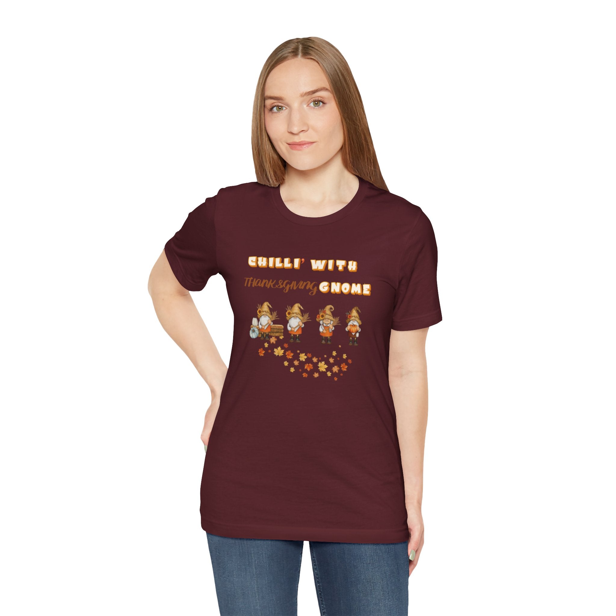 Chilli' With Thanksgiving Gnome Unisex Jersey Short Sleeve Tee