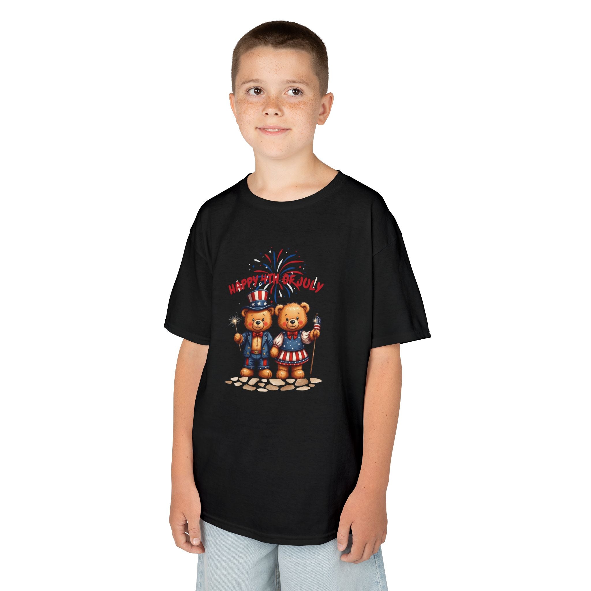 Happy 4th of July Teddy Bear Couple Happy 4th of July Kids Heavy Cotton