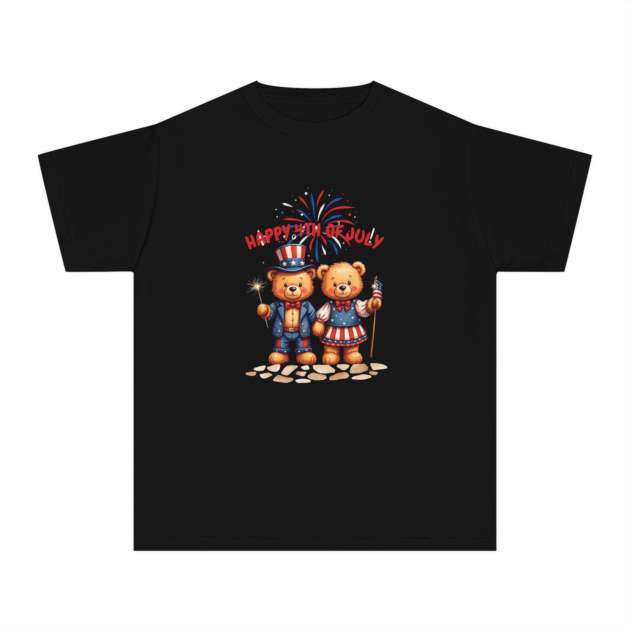 Happy 4th of July Teddy Bear Couple  Youth Midweight Tee