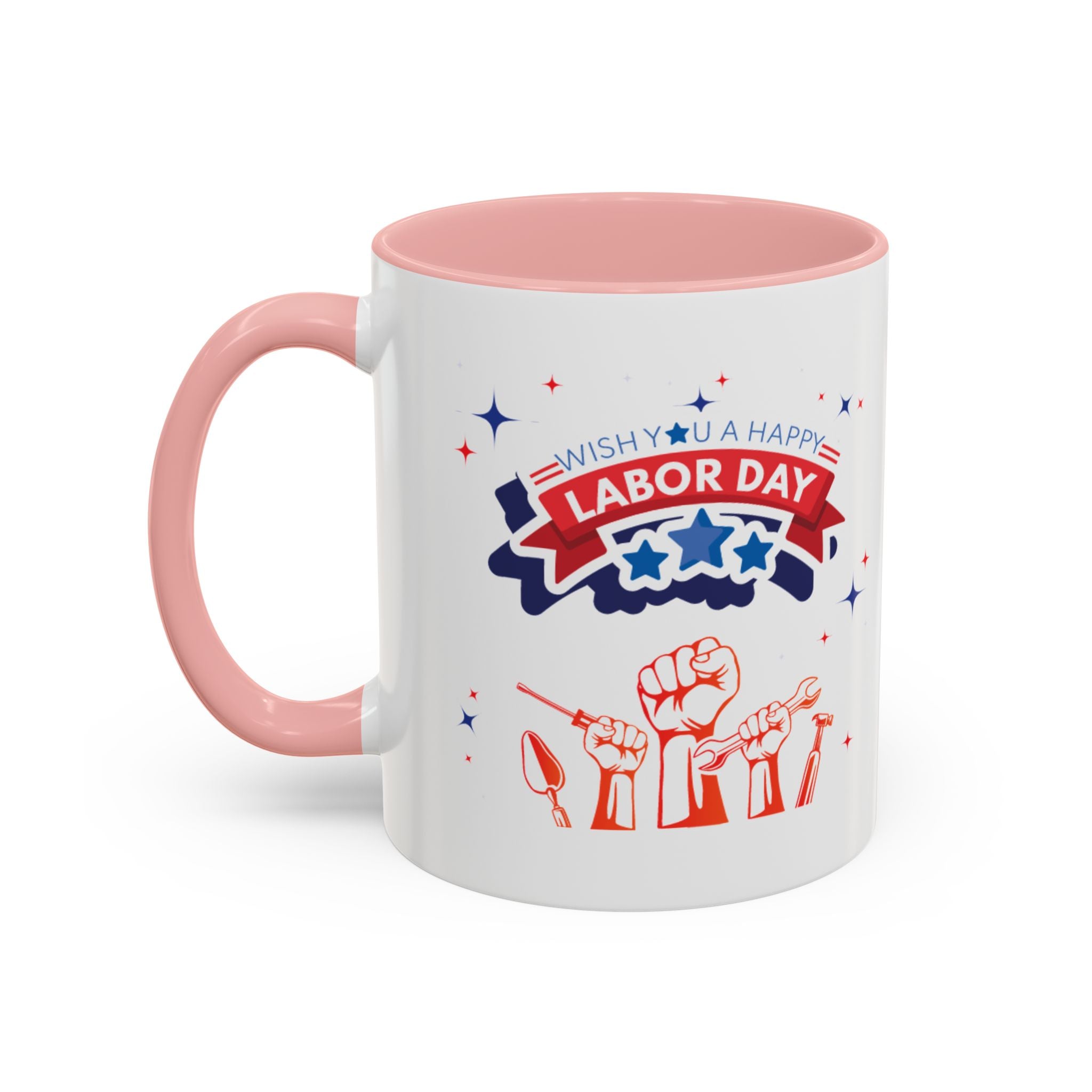 Wish U A Happy Labor Day Accent Coffee Mug (11, 15oz)