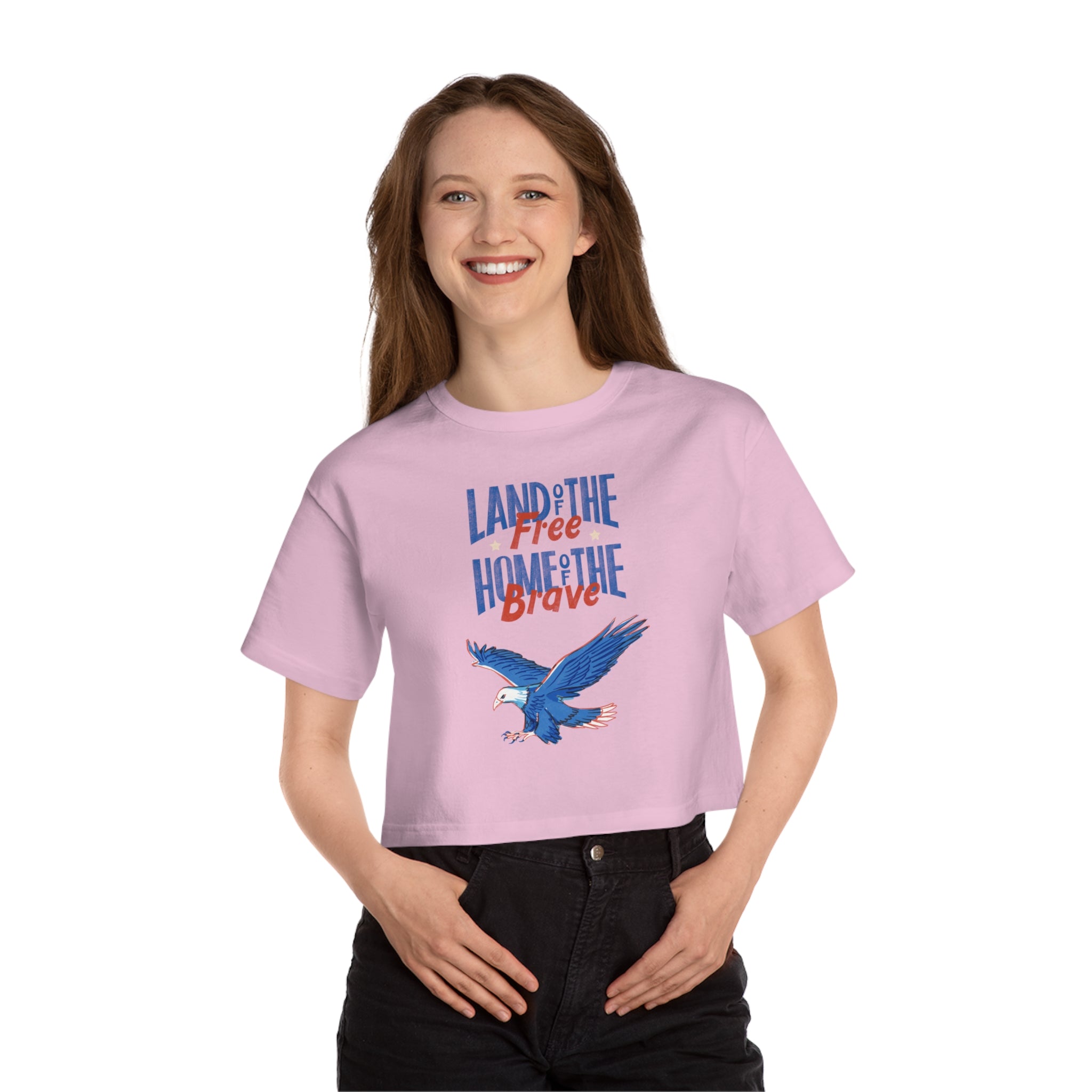 Land Of The Free Home Of Brave Champion Women's Heritage Cropped T-Shirt