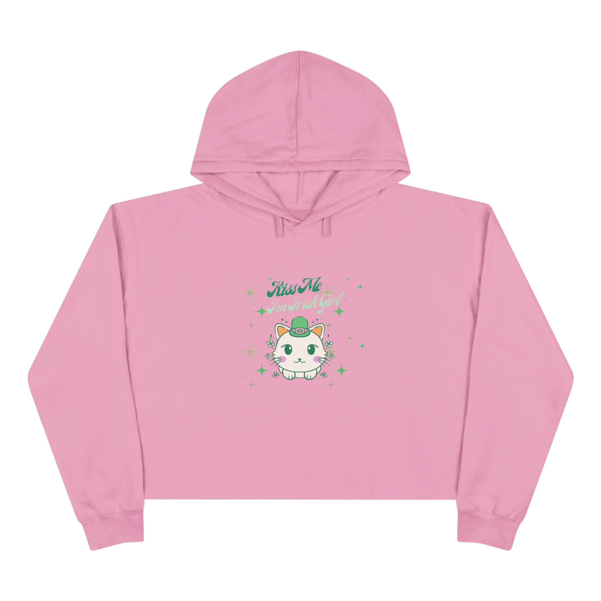 Kiss Me I'm Irish Cat Crop Hoodie