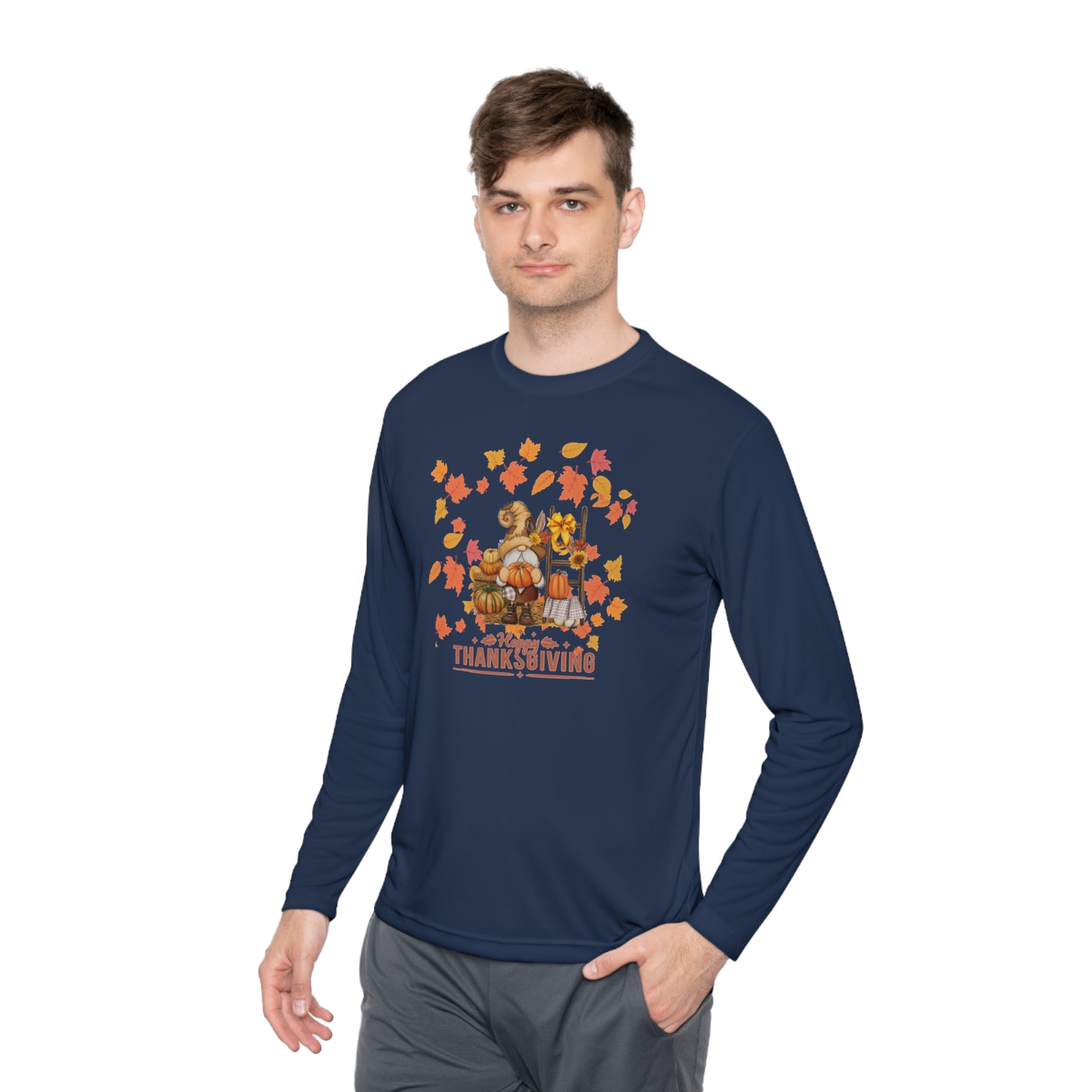 Gnome Happy Thanksgiving Unisex Lightweight Long Sleeve Tee