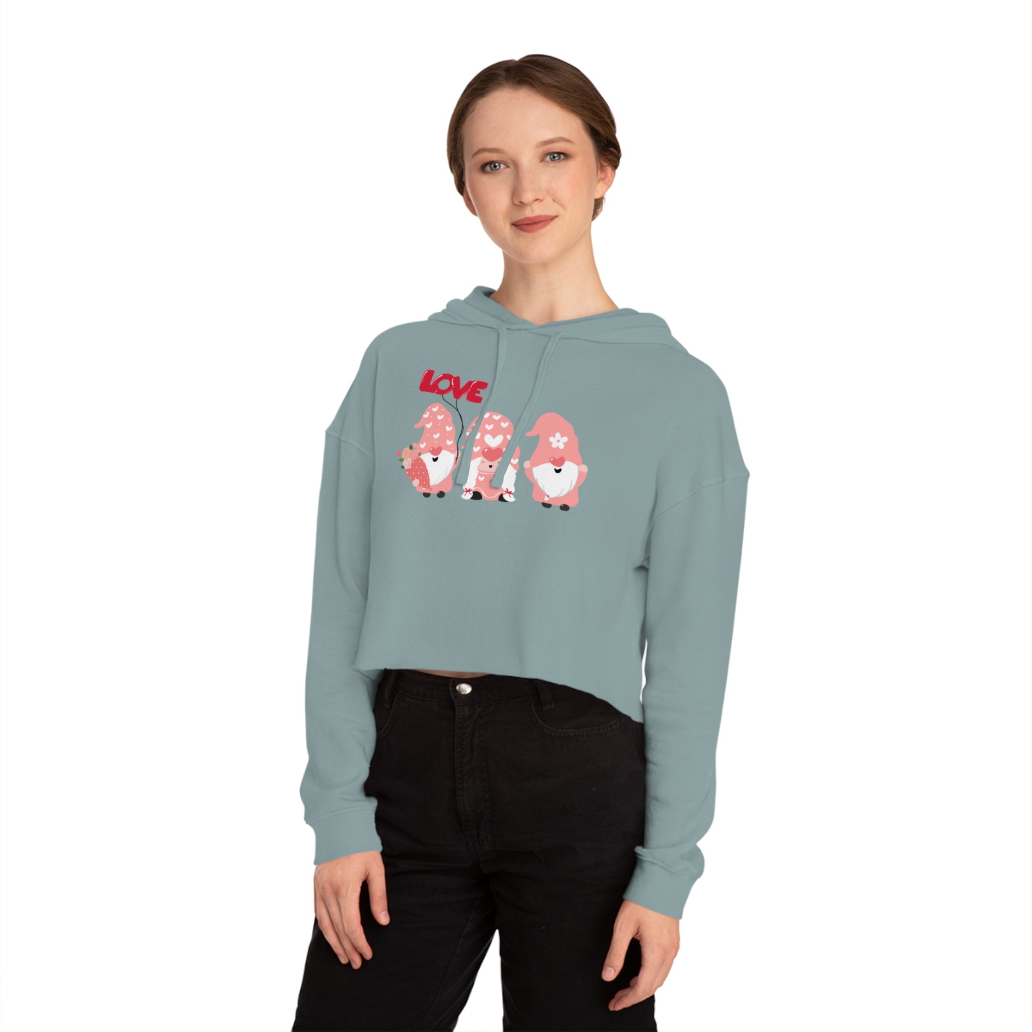 Love Gnome Day Women’s Cropped Hooded Sweatshirt