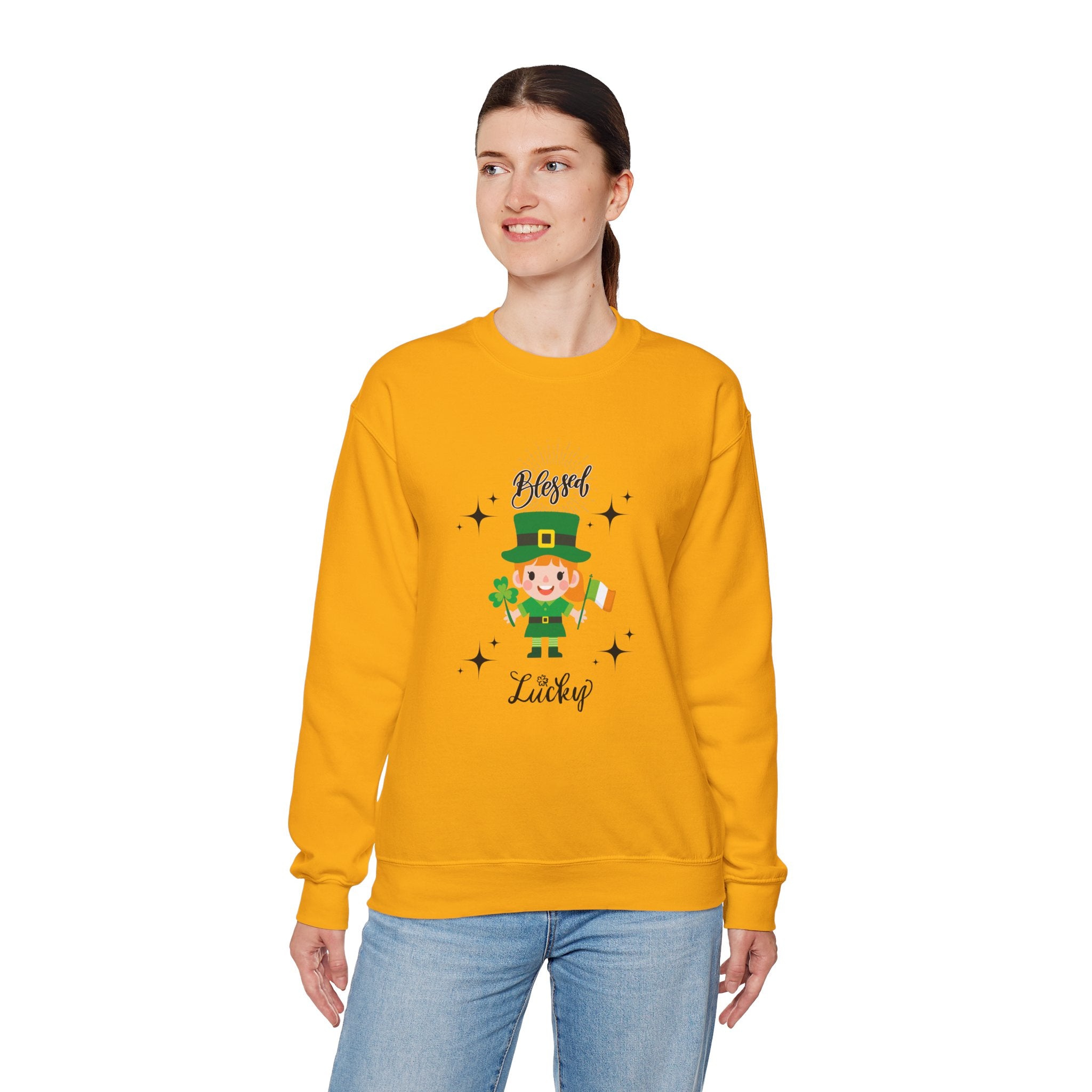 Blessed & Lucky Unisex Crewneck Sweatshirt for St. Patrick's Day