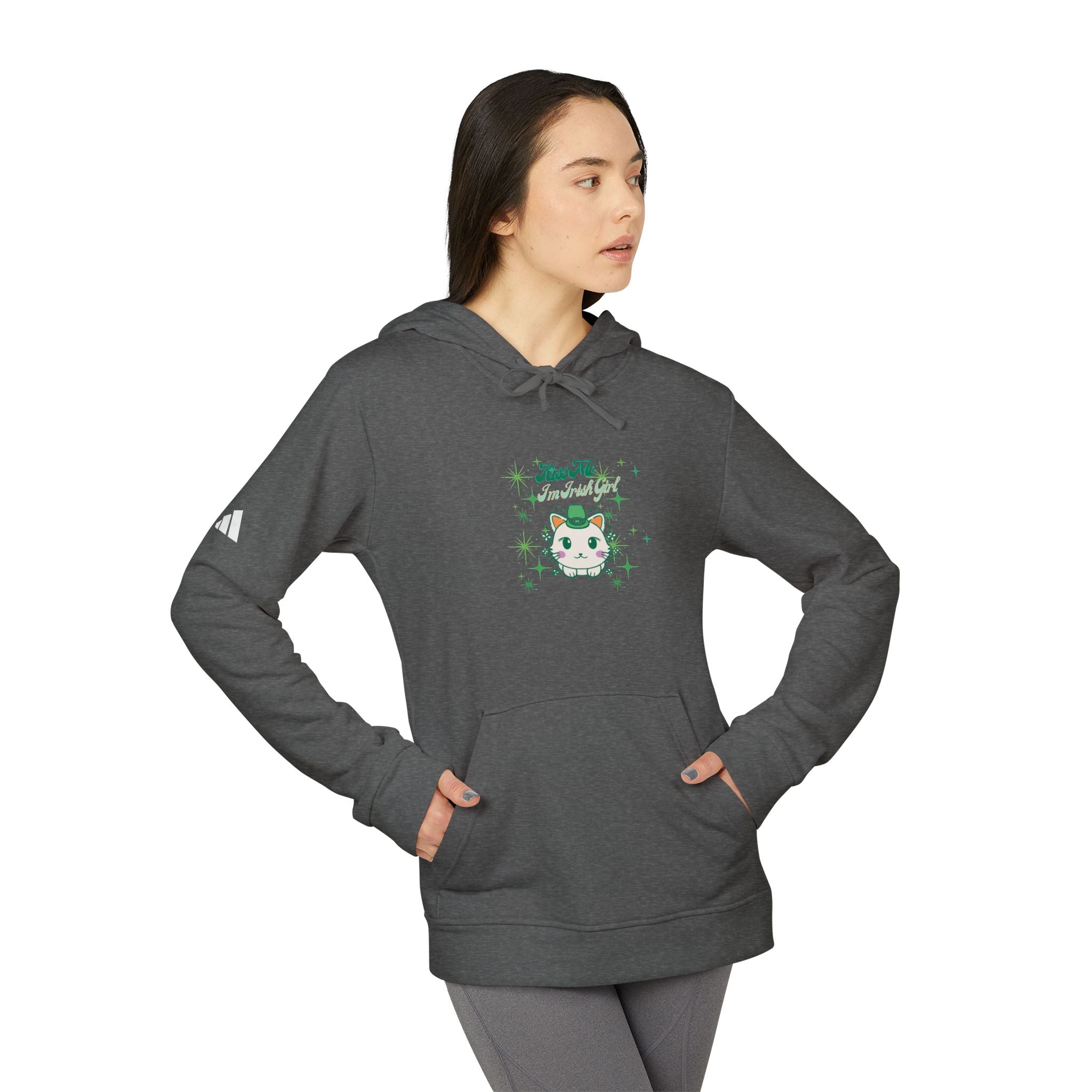 Kiss Me I'm Irish Cat Adidas Fleece Hoodie