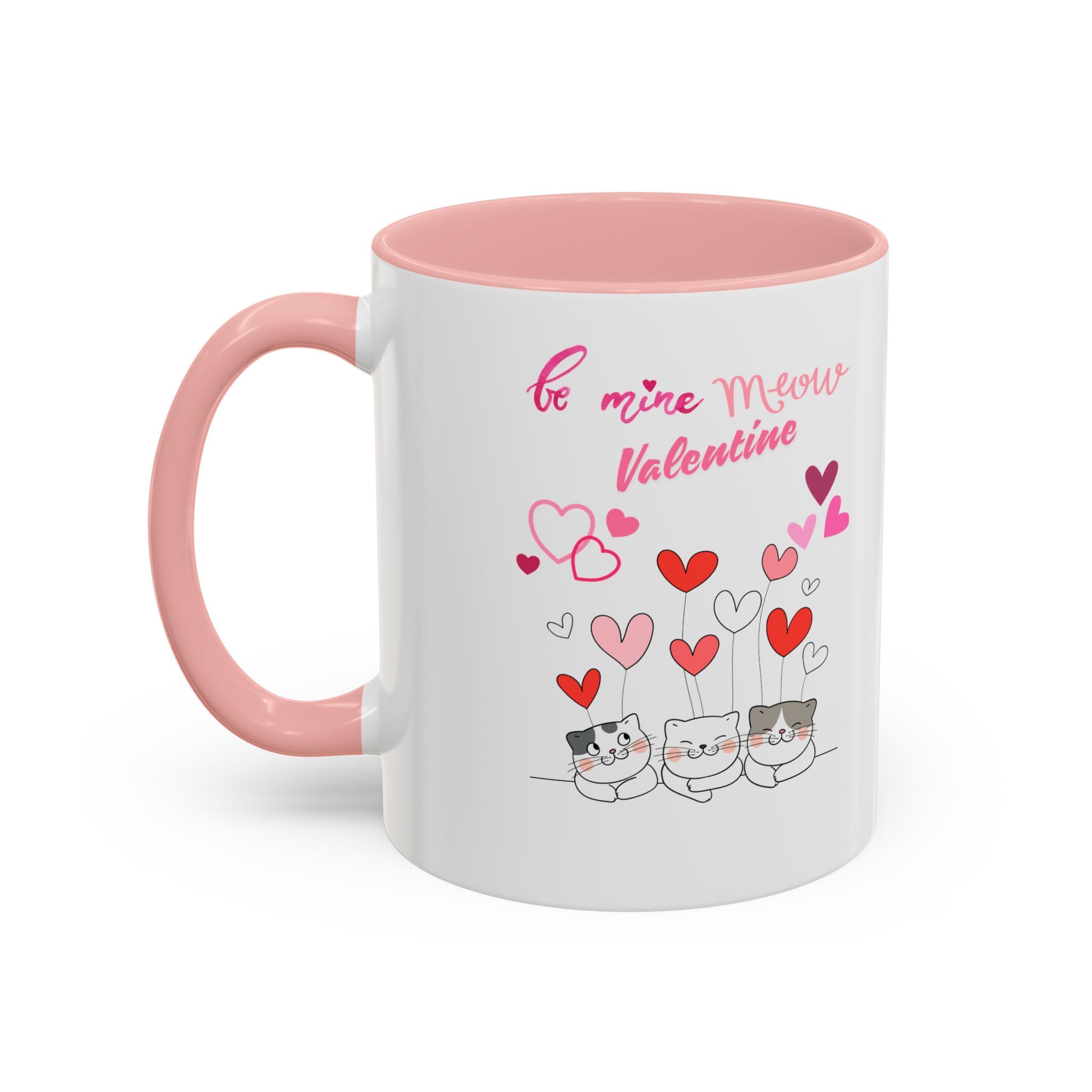 Meow Valentine's Day Accent Coffee Mug (11, 15oz)