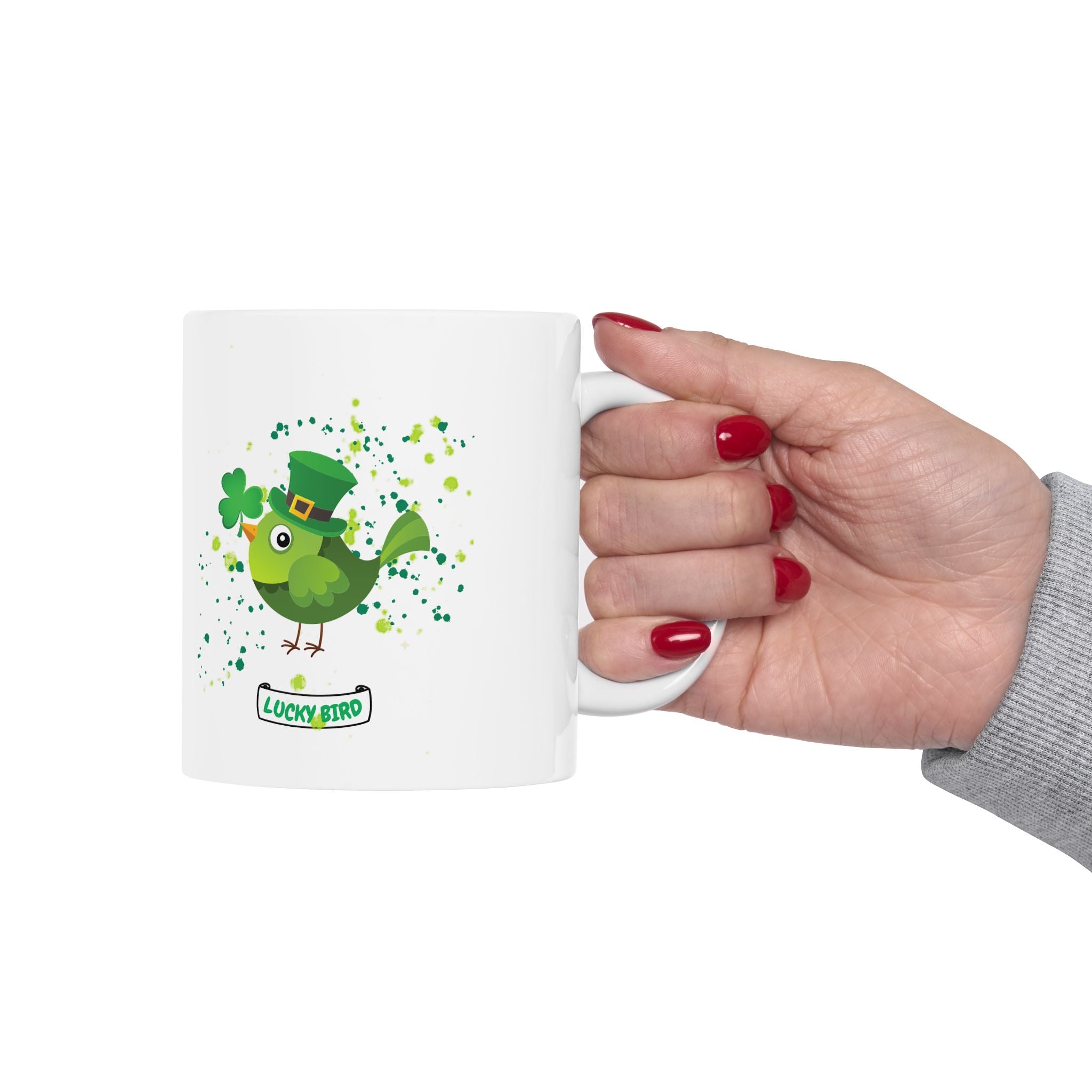 Lucky Bird Charm Ceramic Mug | 11oz & 15oz | Perfect for St. Patrick's Day Celebration